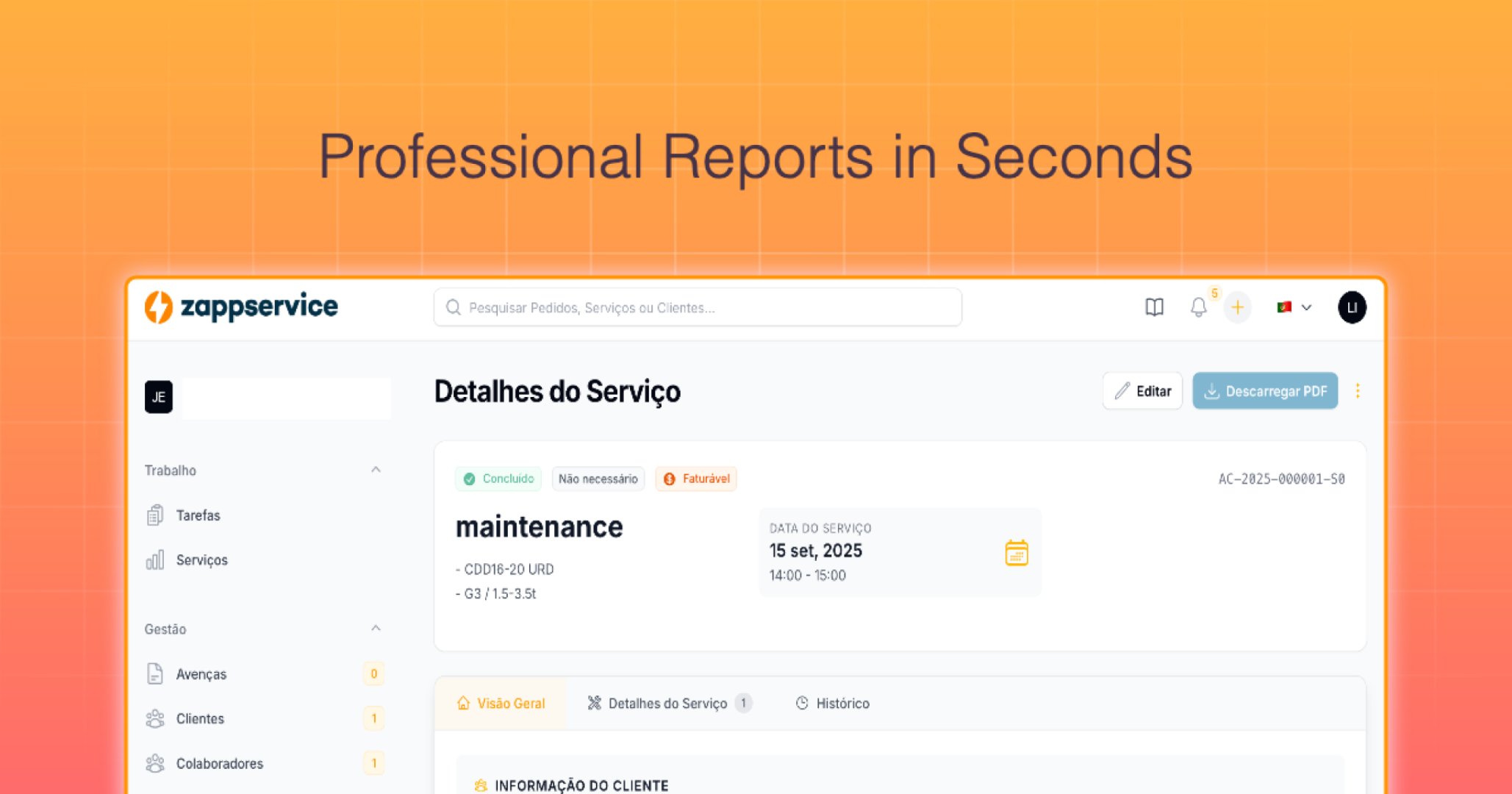 Zappservice Screenshot