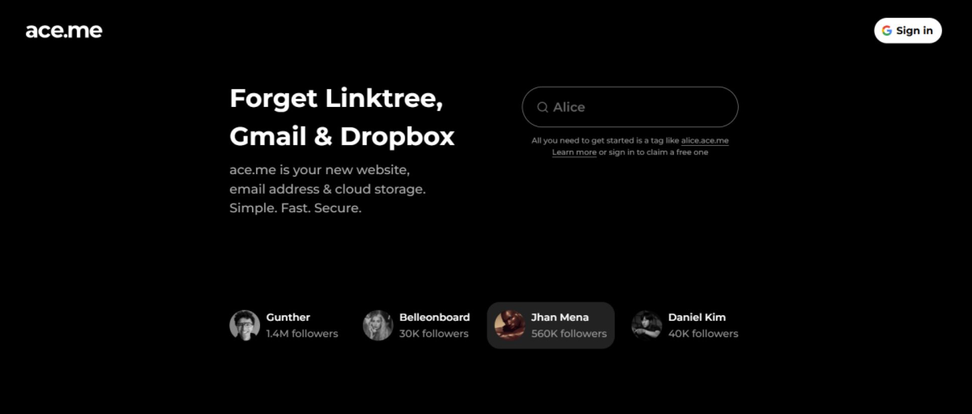 ace.me product screenshot