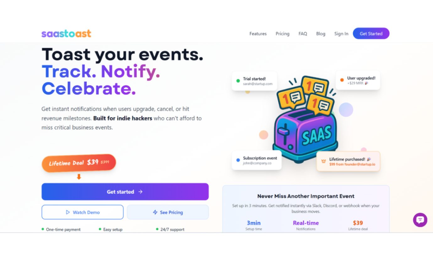 Saastoast product screenshot