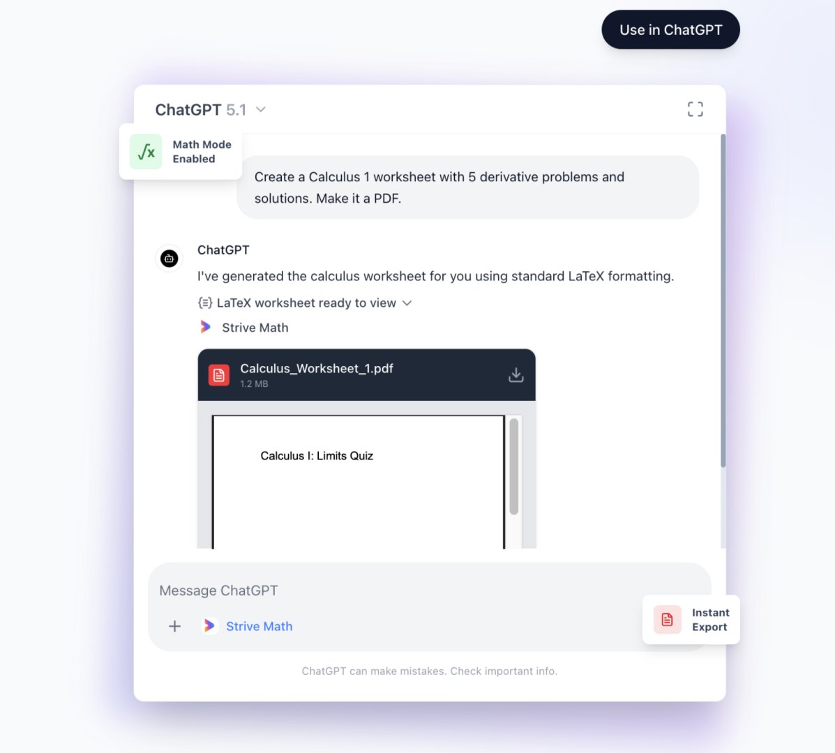 PDF Generator in ChatGPT Screenshot