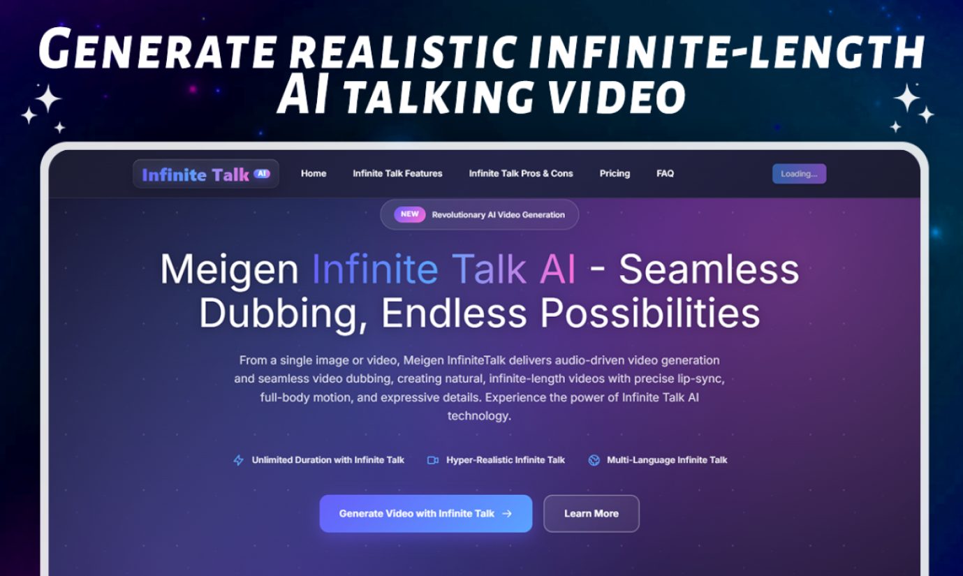 Infinite Talk AI product screenshot