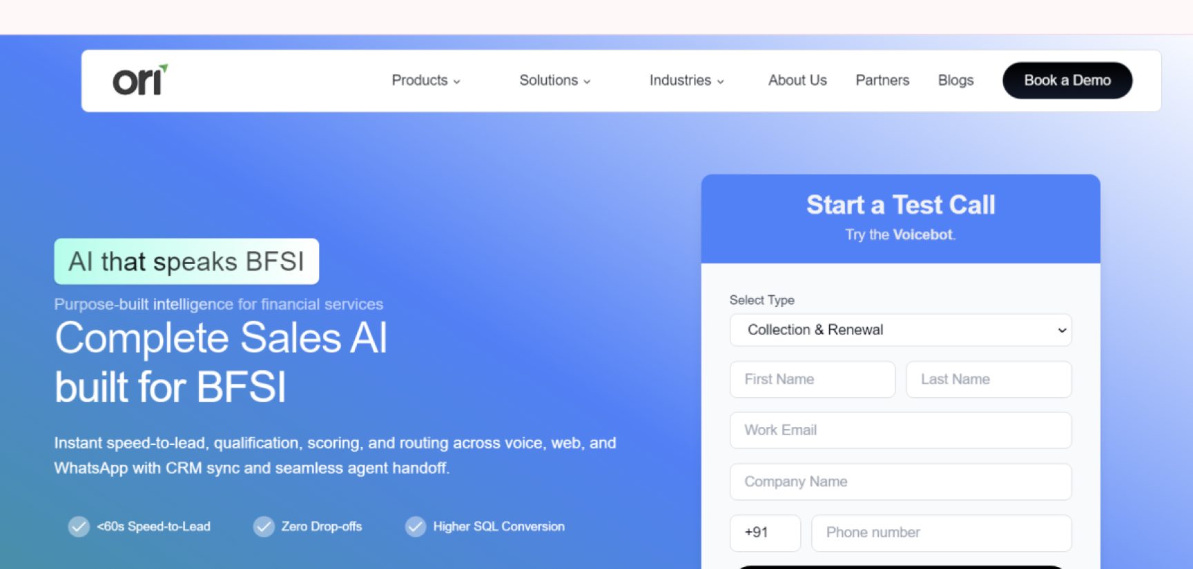 Oriserve product screenshot