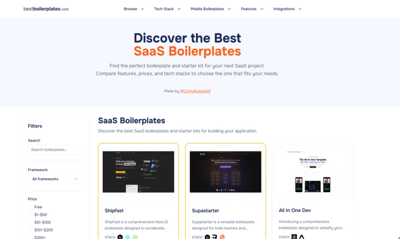 BestBoilerplates product screenshot