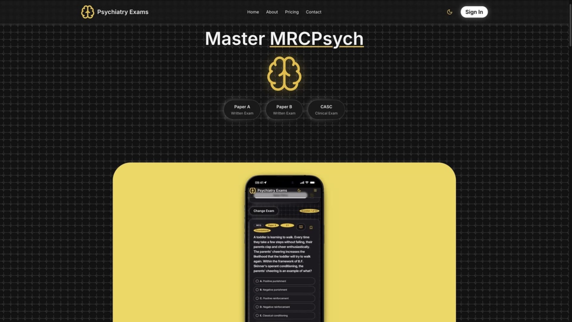 Psychiatry Exams - Health & Wellness screenshot 1 showing the Ace the MRCPsych Exams