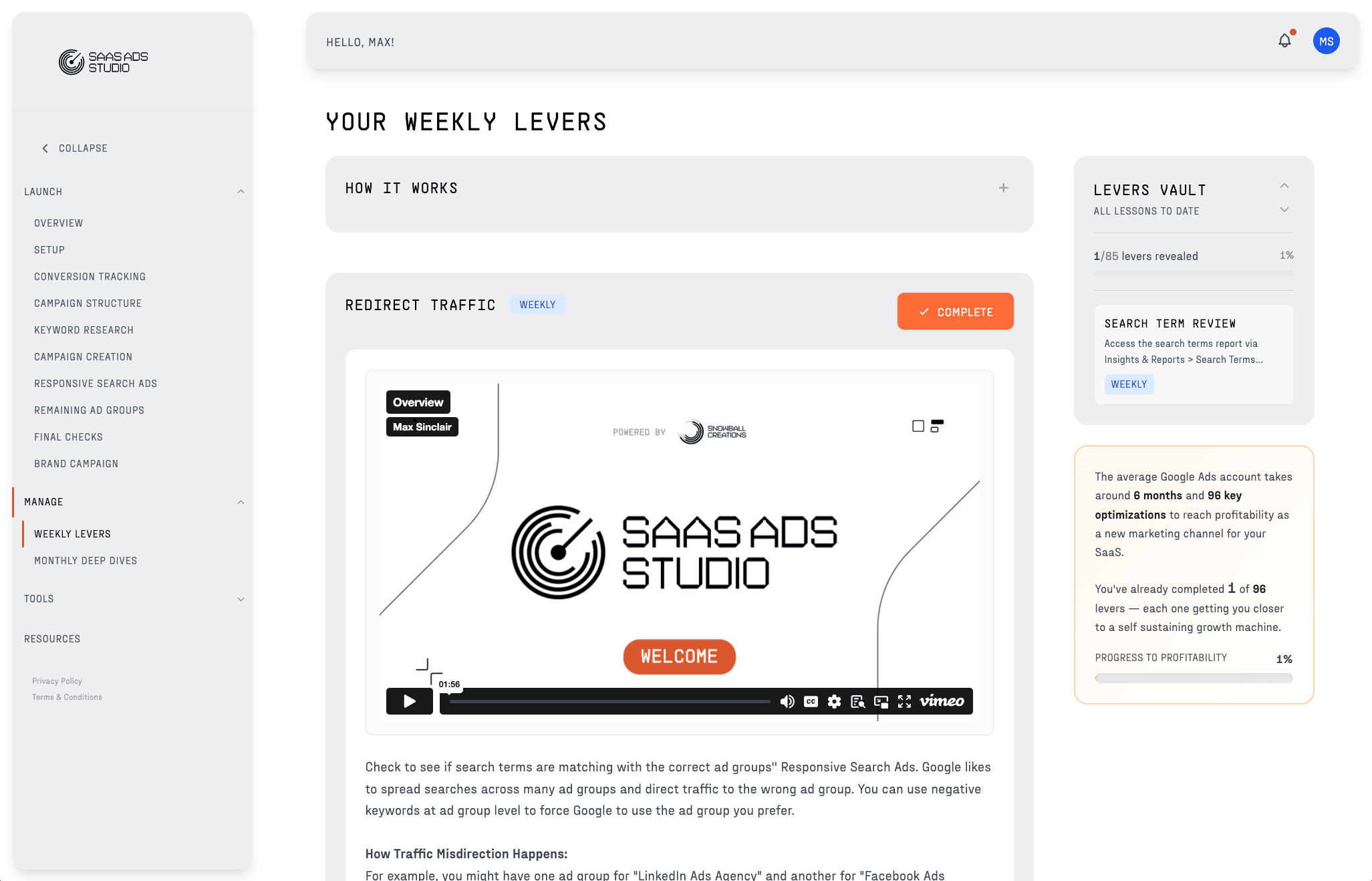 The SaaS Ads Studio screenshot