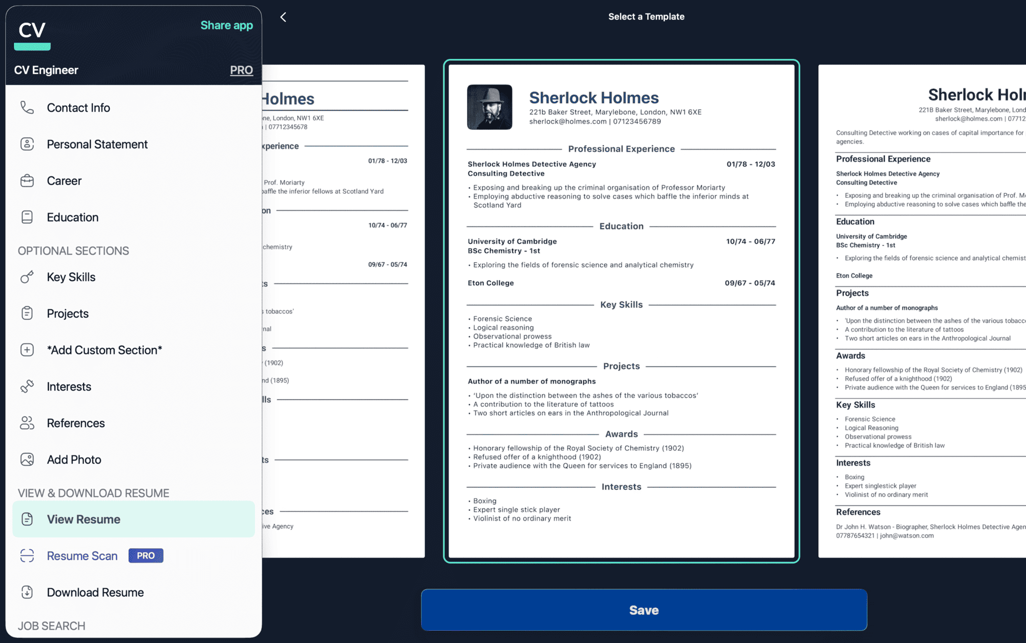 CV Engineer screenshot