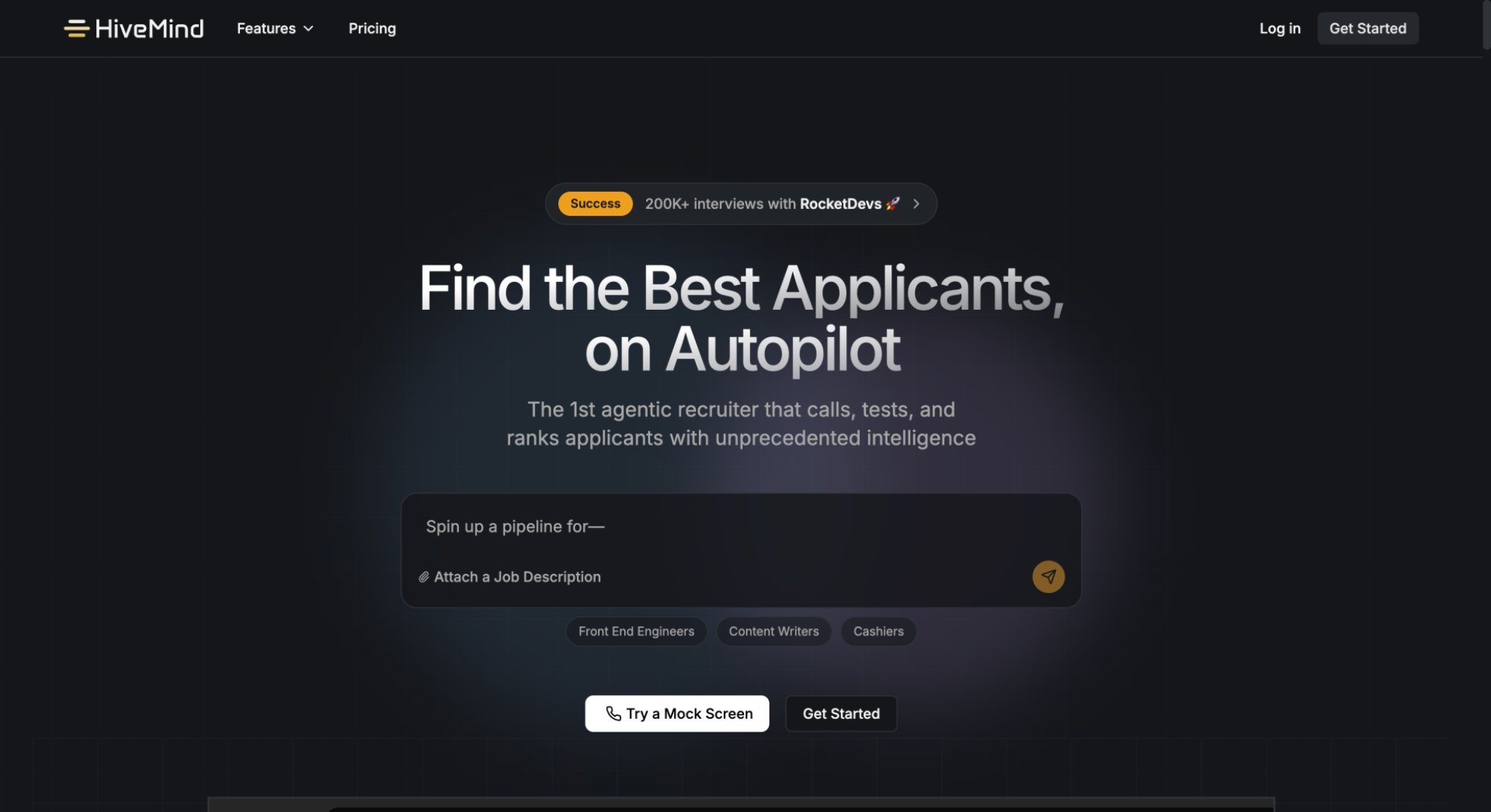 HiveMind AI - HR & Recruiting screenshot 1 showing the Say Goodbye to Chaotic Hiring