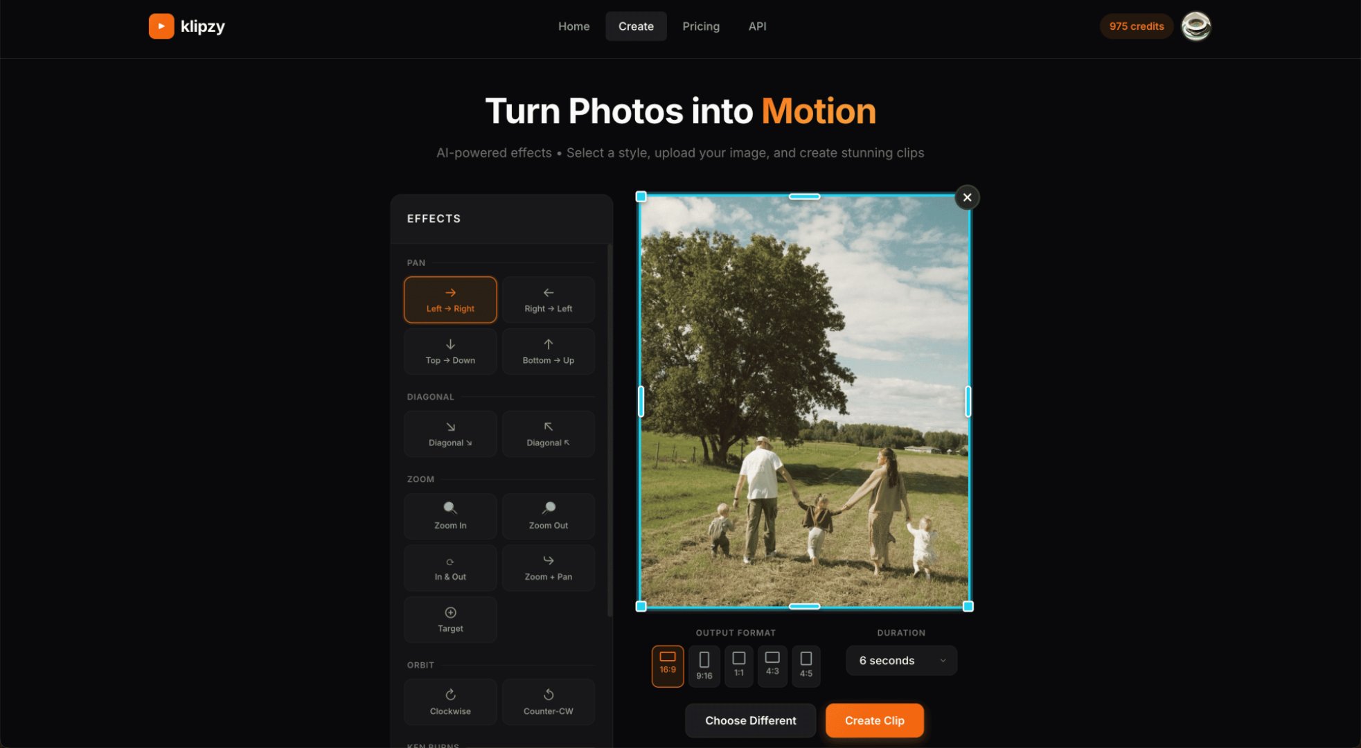 Klipzy - Productivity screenshot 1 showing the Transform photos into Clips