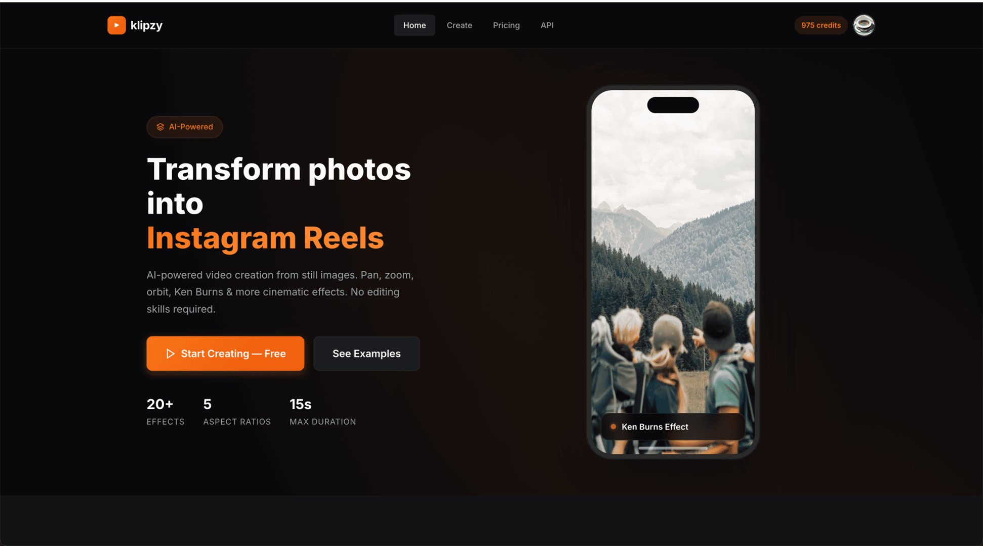 Klipzy - Productivity screenshot 2 showing the Transform photos into Clips