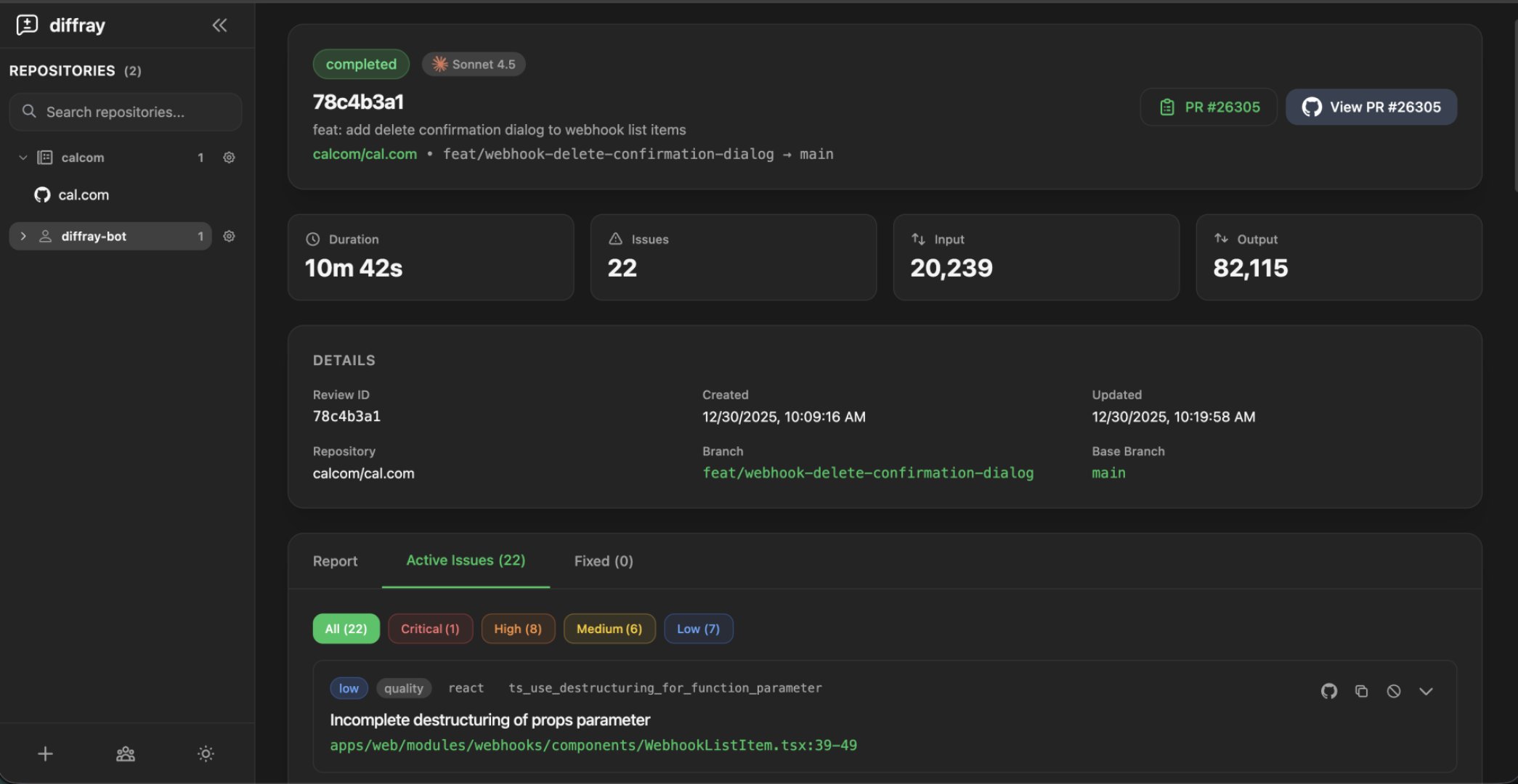 diffray - Developer Tools screenshot 2 showing the AI code review that actually thinks. 30+ agents, zero noise.