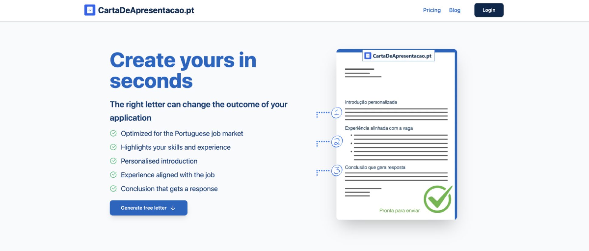 Carta de Apresentação.pt product screenshot