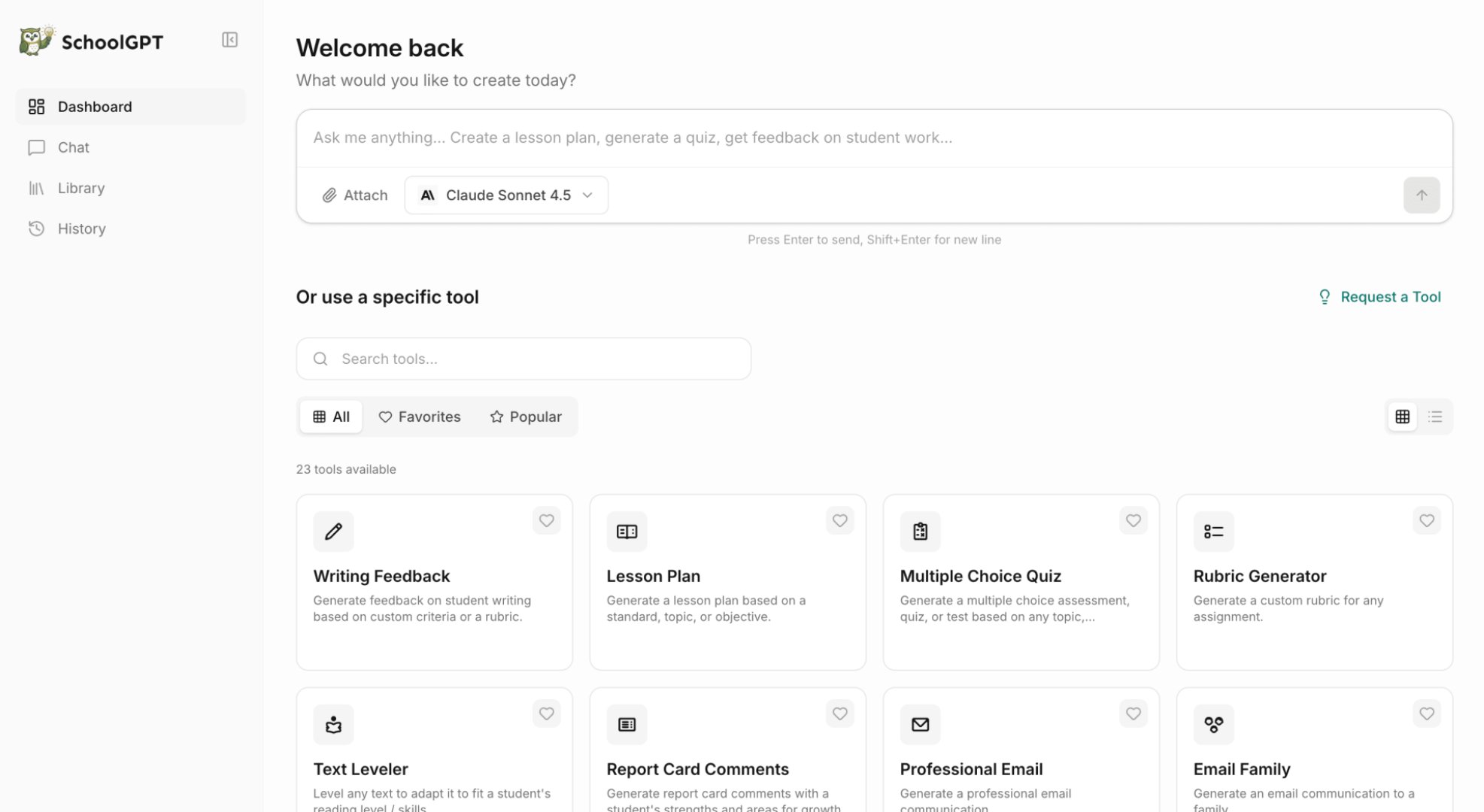 SchoolGPT - Education & Learning screenshot 2 showing the Built for teachers and schools, replacing generic tools with all-in-one AI assistant