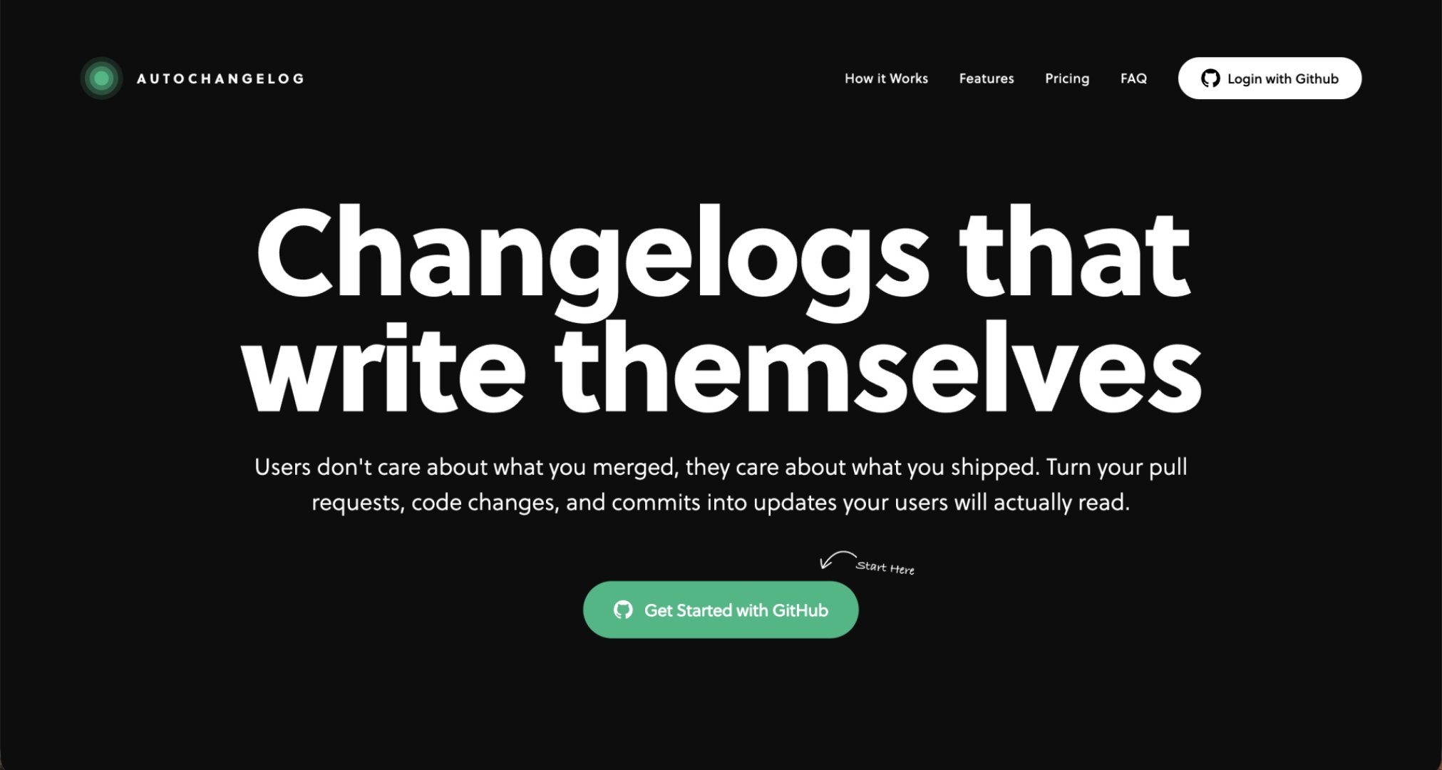 AutoChangelog - Automation & Workflows screenshot 1 showing the Changelogs that write themselves