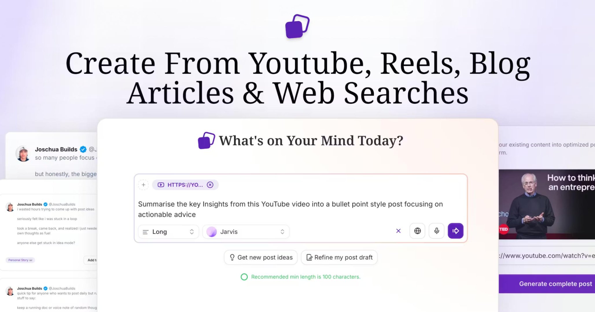 Postel - Content Creation screenshot 1 showing the Your unfair advantage for 𝕏 / Twitter growth