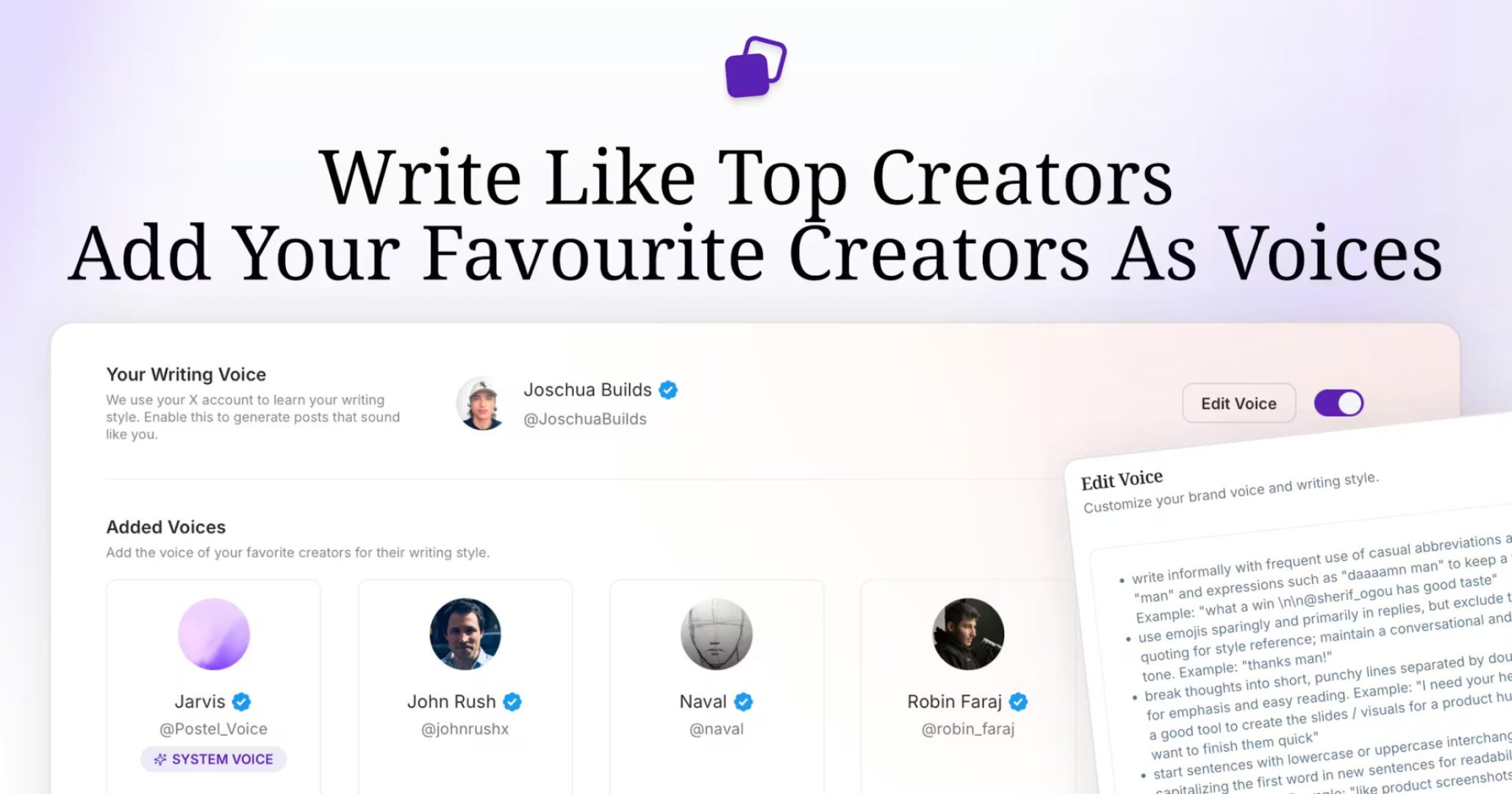 Postel - Content Creation screenshot 2 showing the Your unfair advantage for 𝕏 / Twitter growth