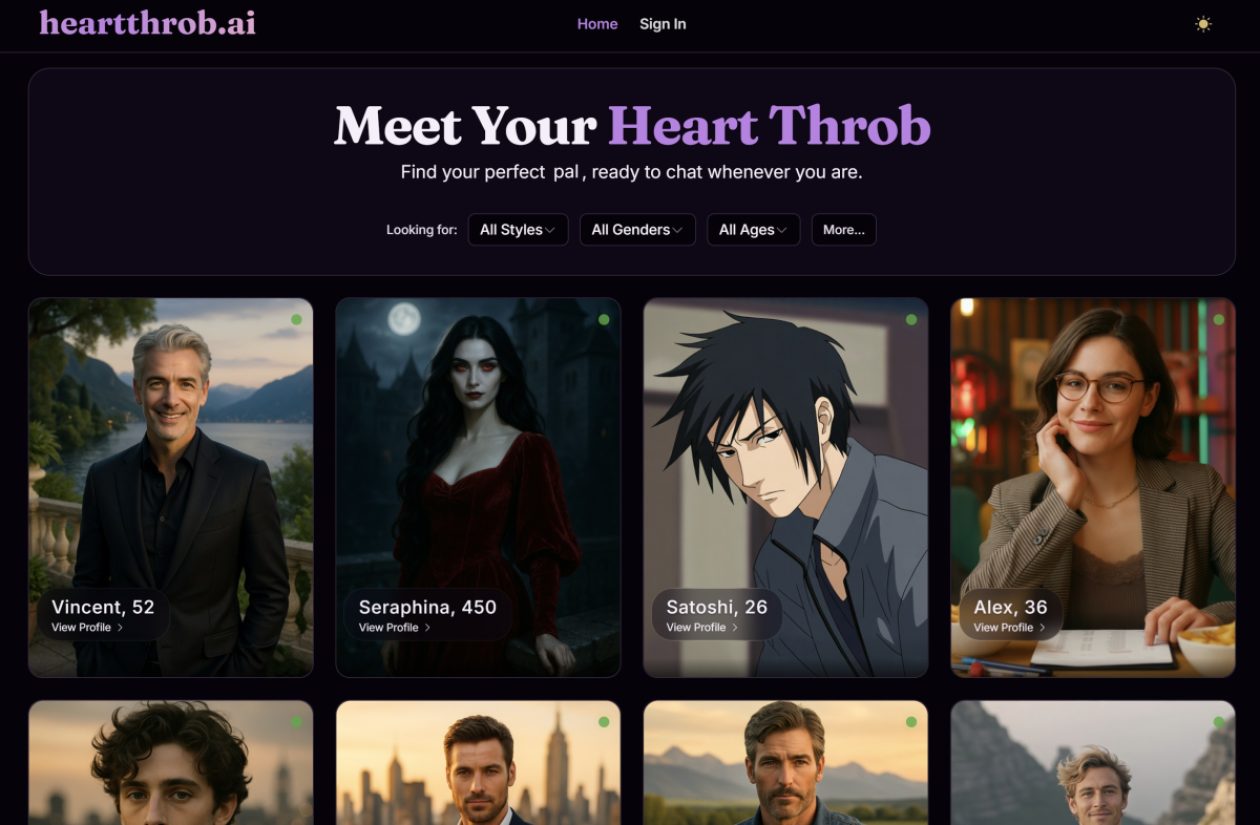 Heartthrob AI product screenshot