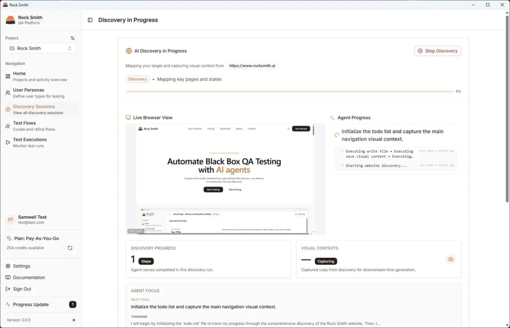 Rock Smith - Developer Tools screenshot 2 showing the Automate QA tests like a real human