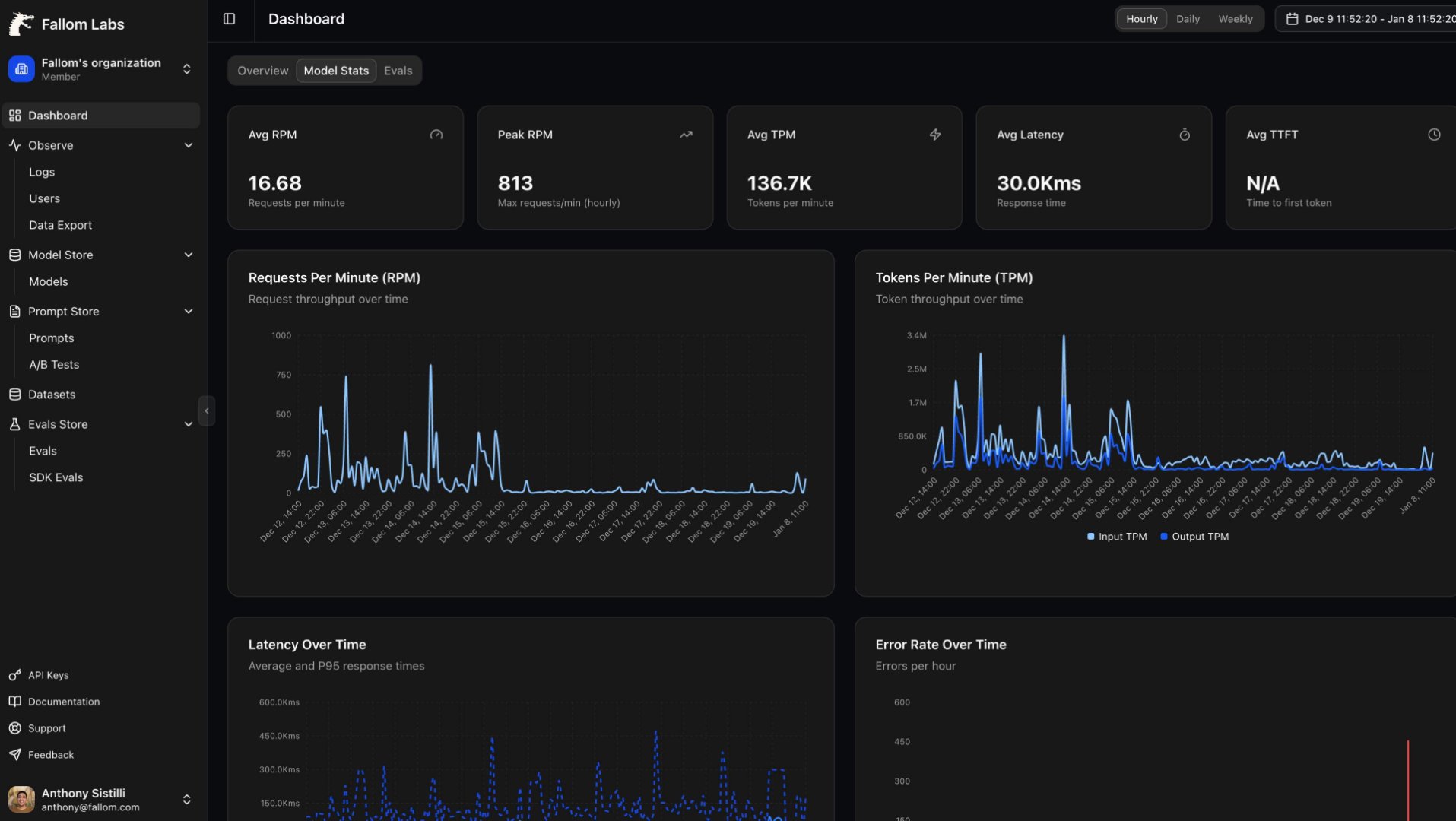 Fallom - Monitoring & Observability screenshot 2 showing the Agent observability in under 5 minutes