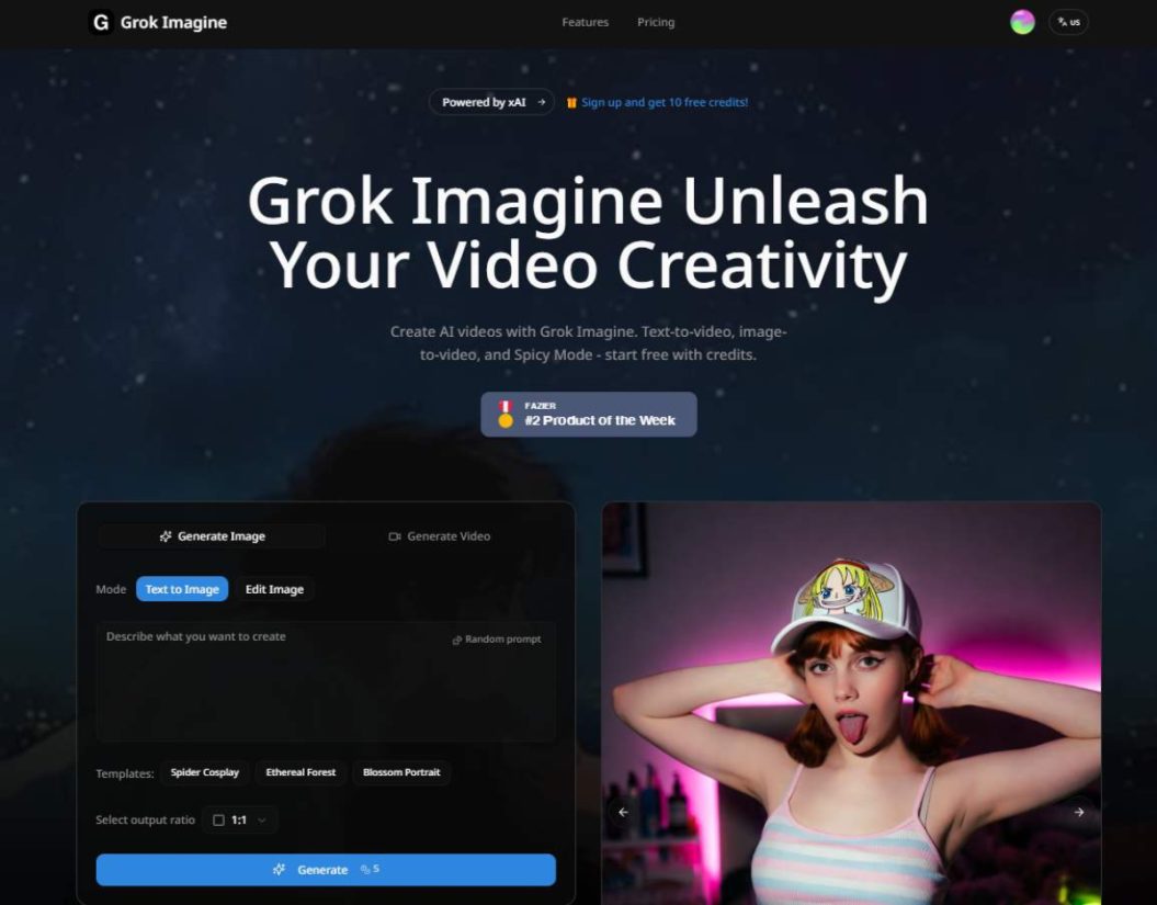 Grok Imagine product screenshot