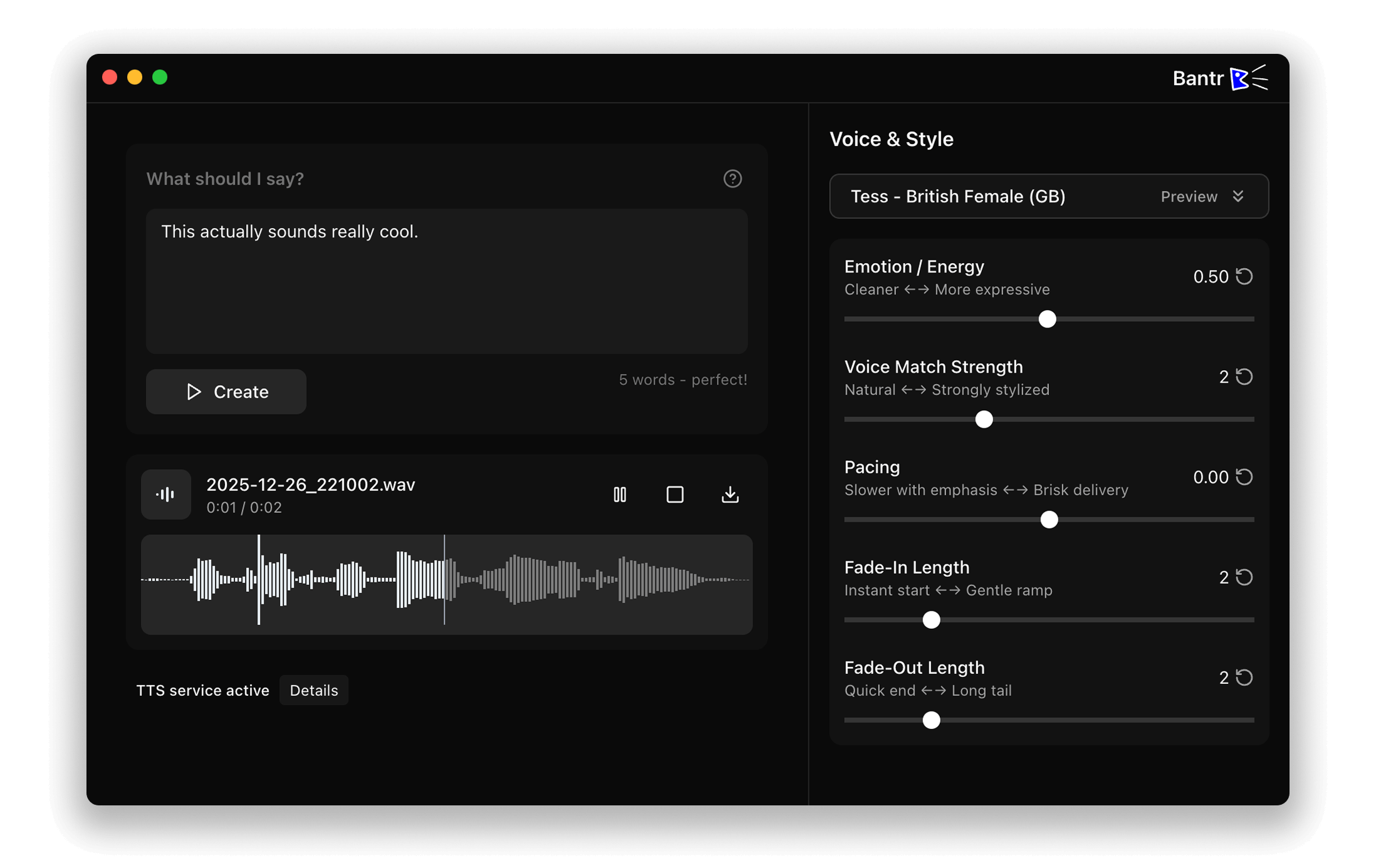 Bantr: Offline &amp; Unlimited TTS for Mac screenshot