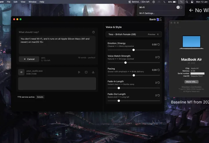 Bantr: Offline &amp; Unlimited TTS for Mac screenshot 2