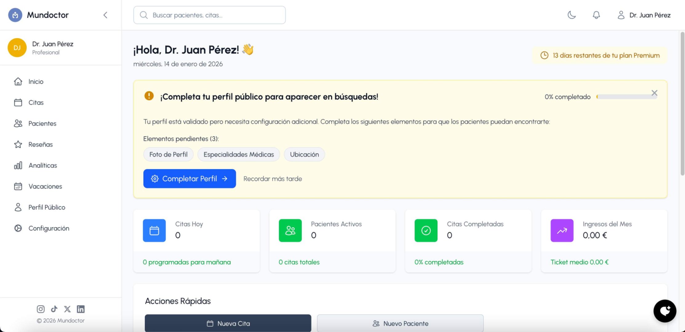 Mundoctor - Productivity screenshot 1 showing the Healthcare management software for medical professionals