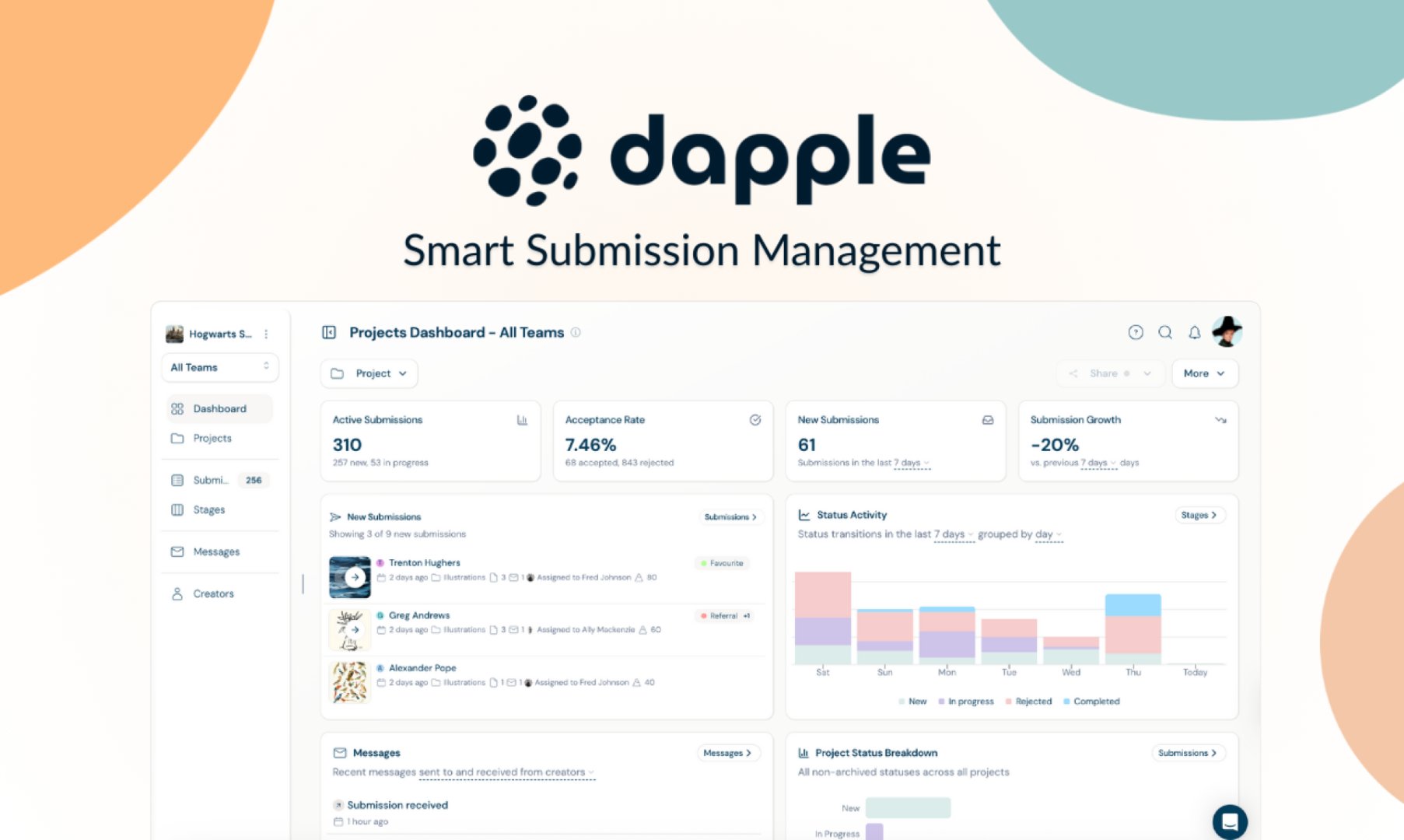 Dapple - Project Management screenshot 1 showing the A smart platform to manage awards, contests and applications
