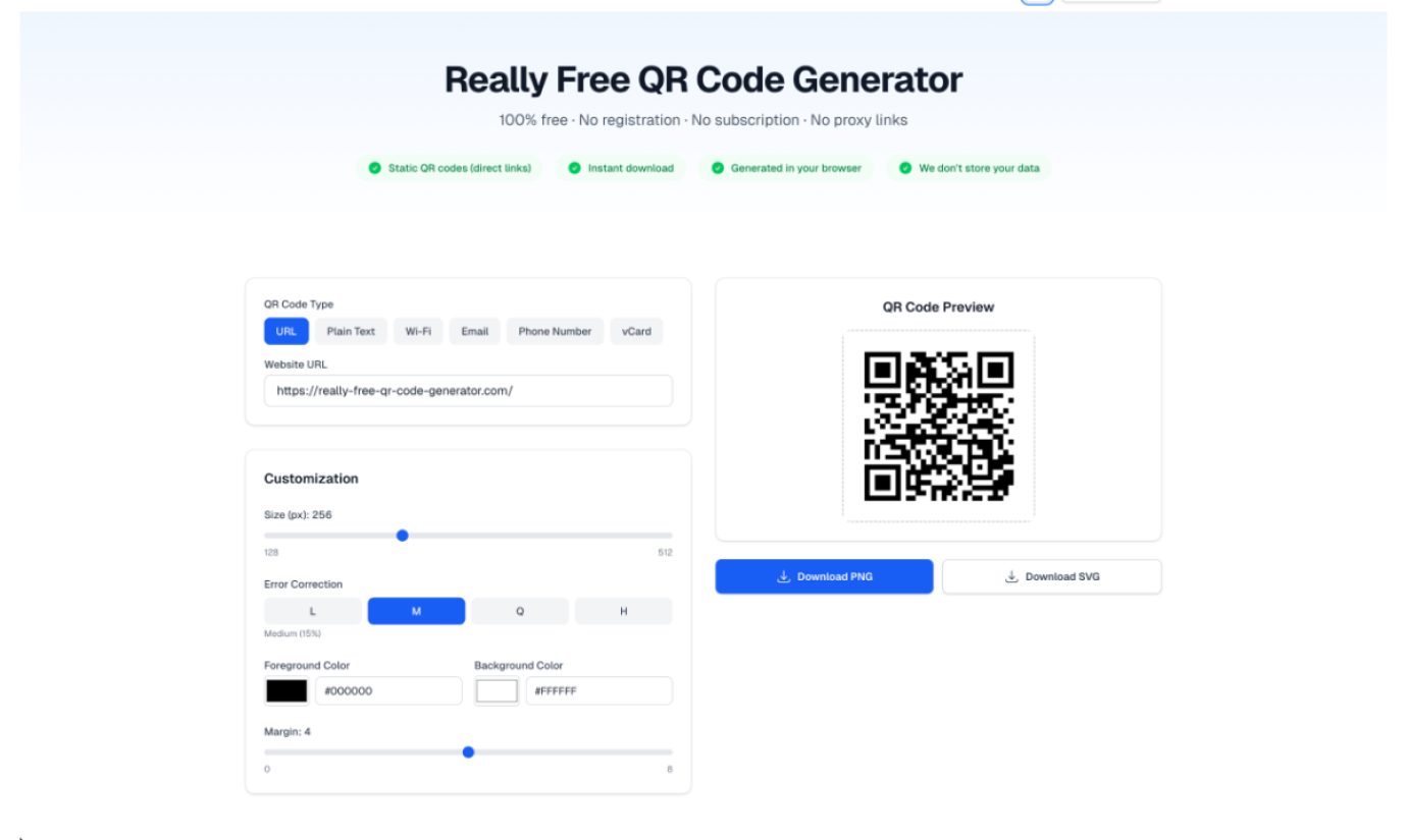 Really Free QR-code Generator product screenshot