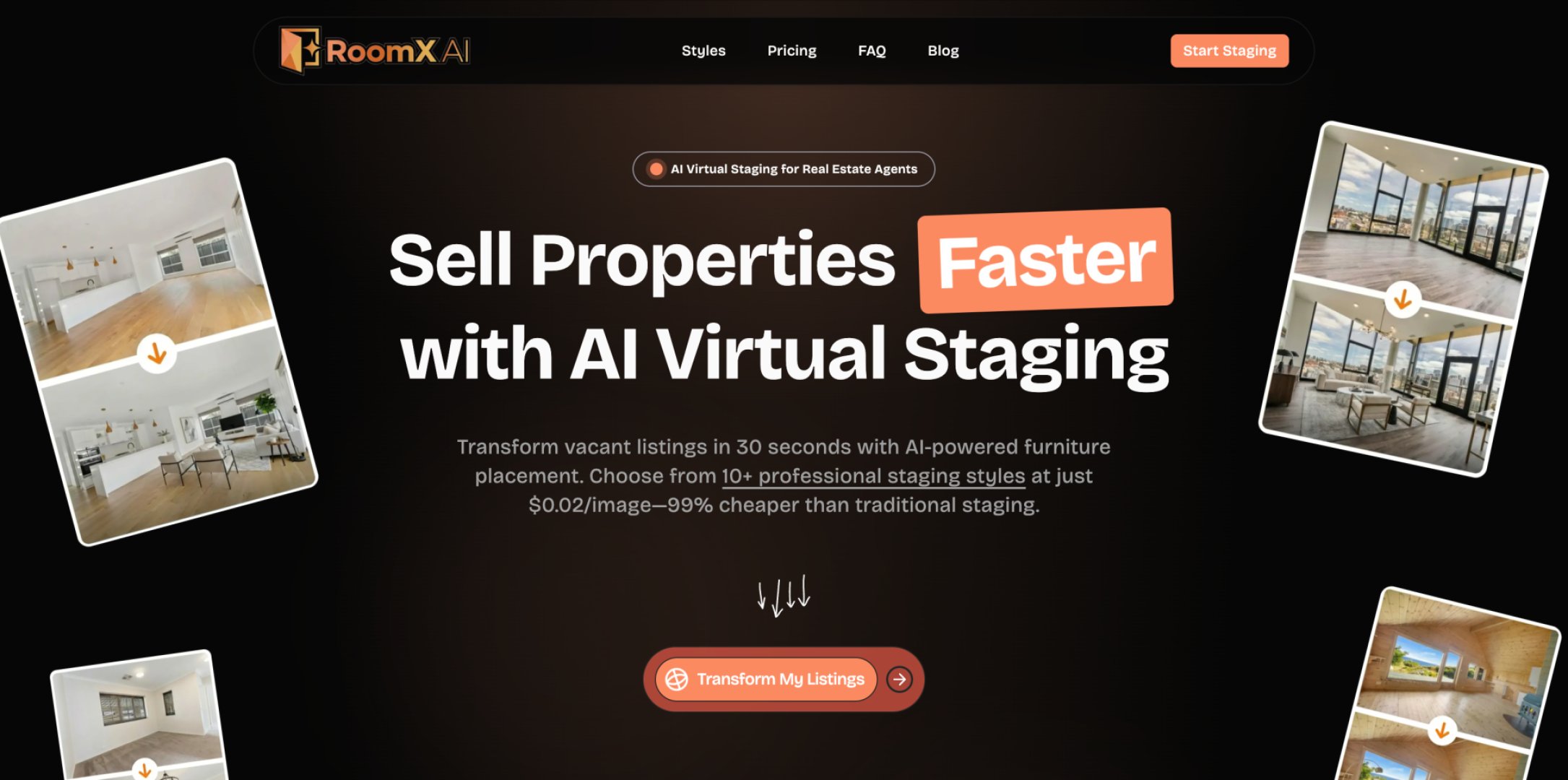 RoomX.AI - Real Estate screenshot 1 showing the AI Virtual Staging for Real Estate in 30 Seconds