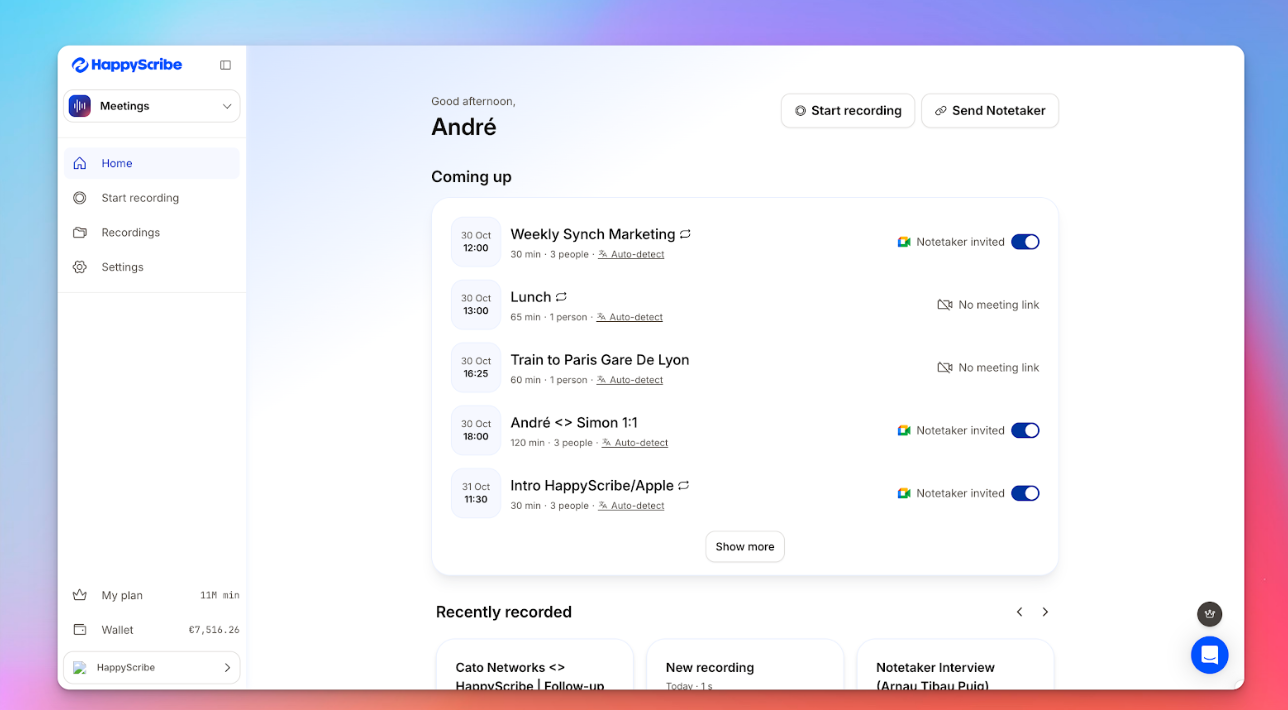 HappyScribe screenshot