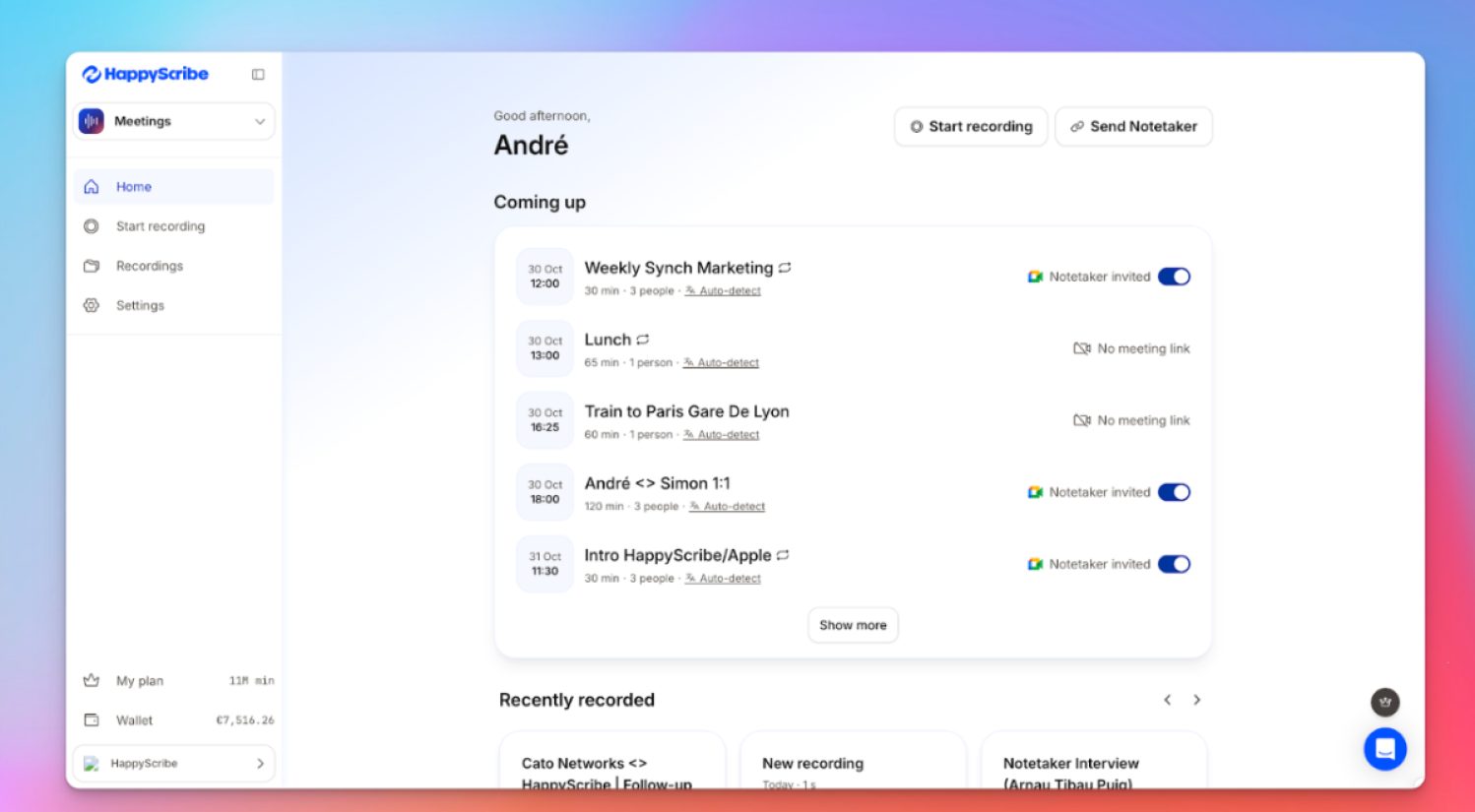 HappyScribe product screenshot
