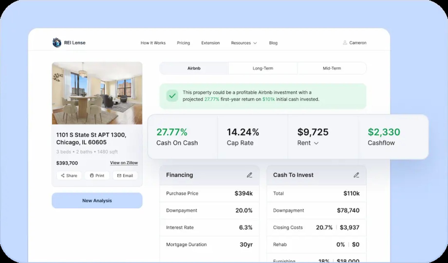 REI Lense - Real Estate screenshot 1 showing the Fast and accurate real estate investment analysis