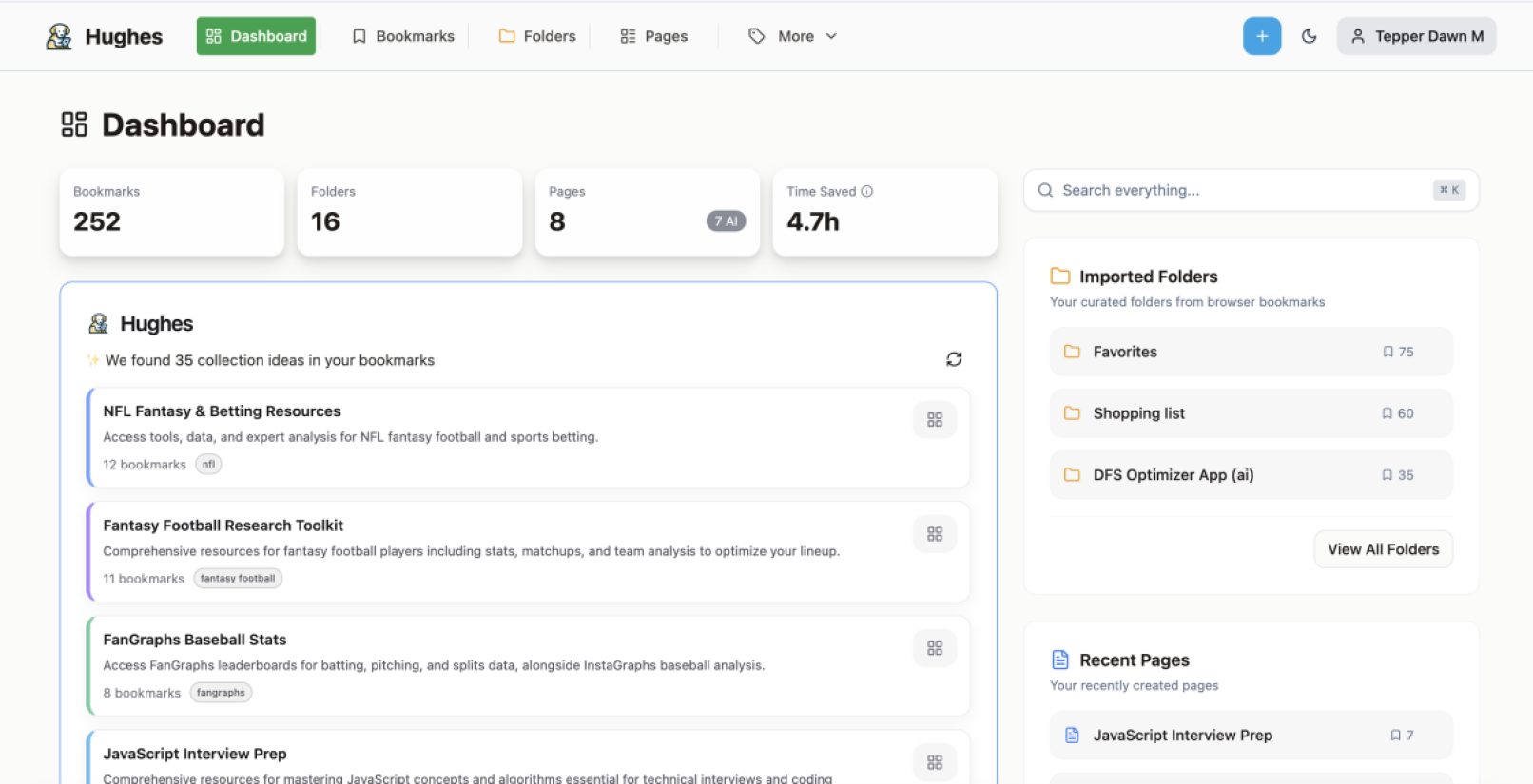 Hughes: AI-Powered Bookmark Organizer product screenshot