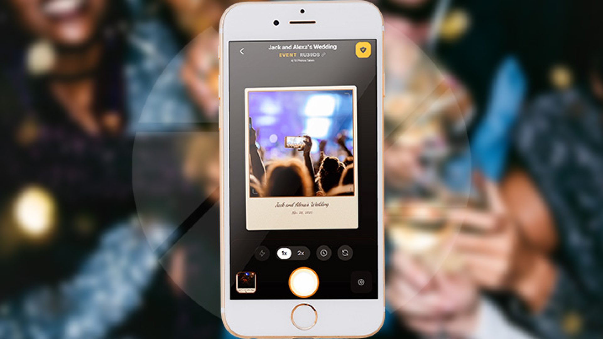About Last Night - Mobile Apps screenshot 2 showing the Qr code photo sharing for weddings & events (no app needed)