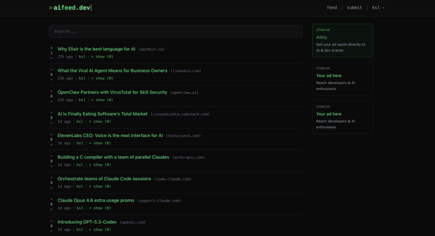 aifeed product screenshot
