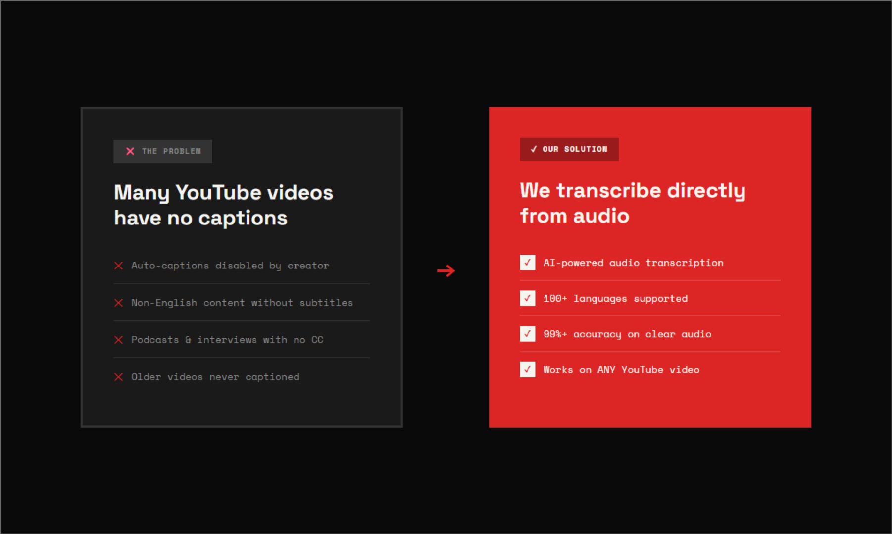 Youtube Transcript Dev product screenshot