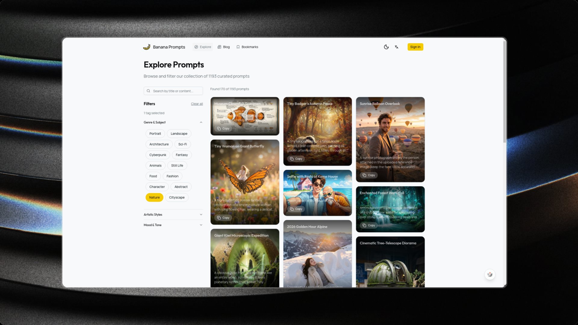 Nano Banana Prompts - AI & Machine Learning screenshot 1 showing the High-Quality Nano Banana Prompts