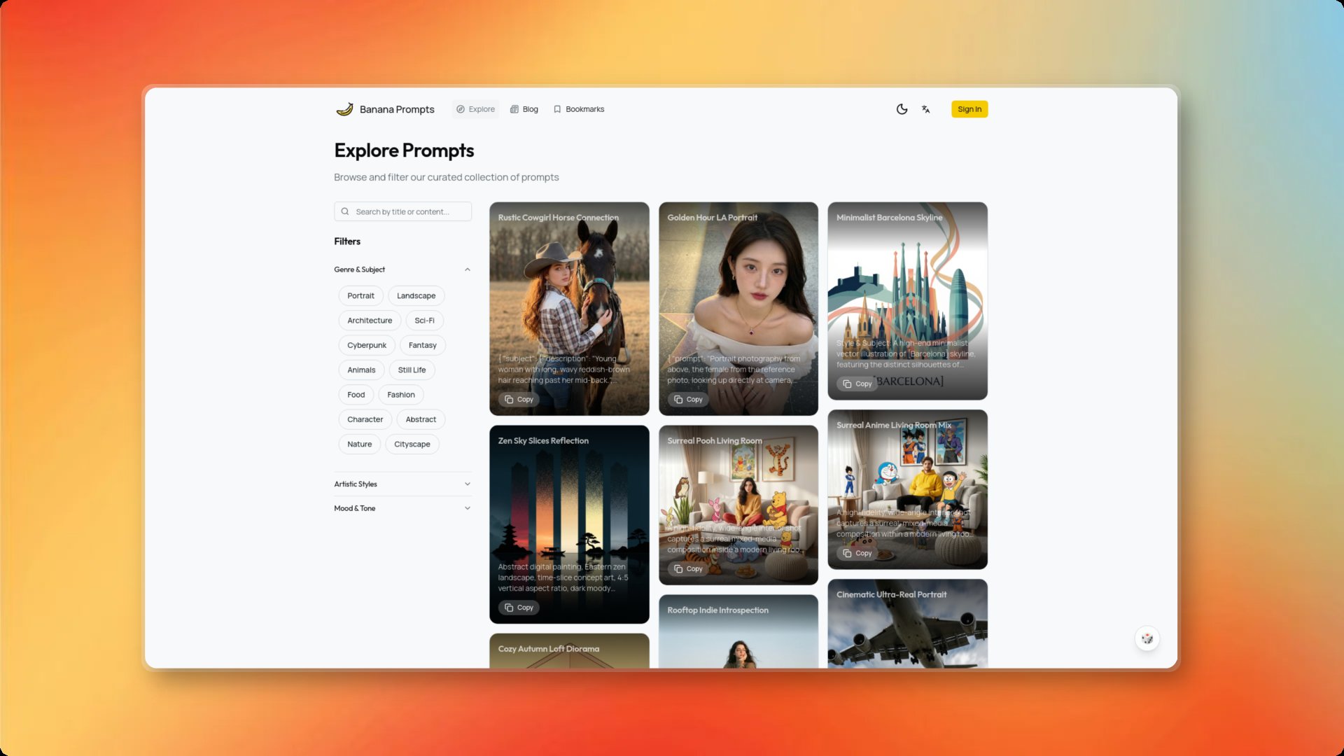 Nano Banana Prompts - AI & Machine Learning screenshot 2 showing the High-Quality Nano Banana Prompts