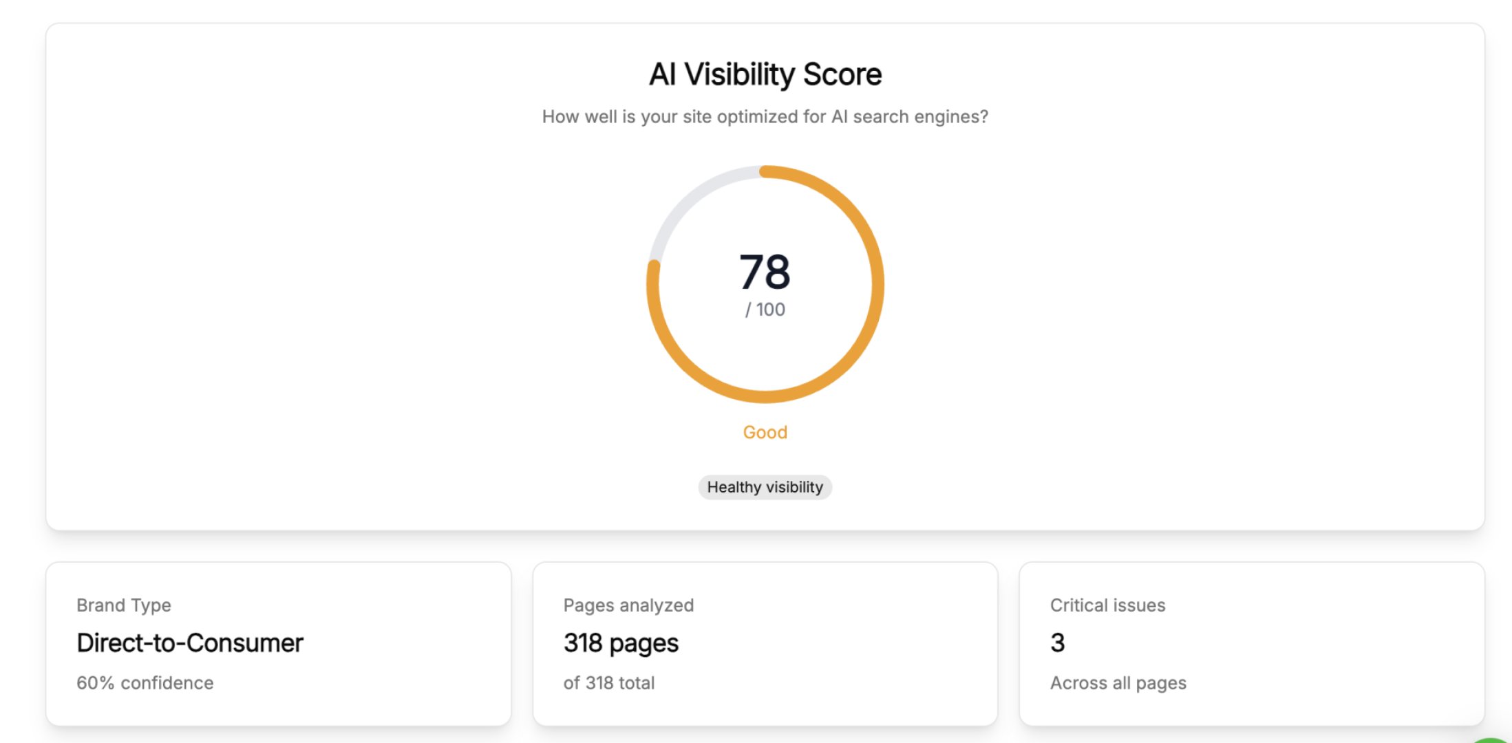Snezzi - Marketing & SEO screenshot 1 showing the Snezzi | AI Visibility Service