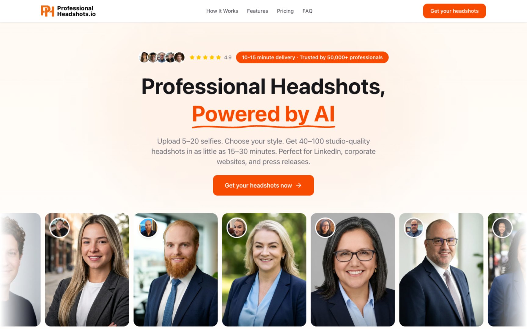 ProfessionalHeadshot.io product screenshot