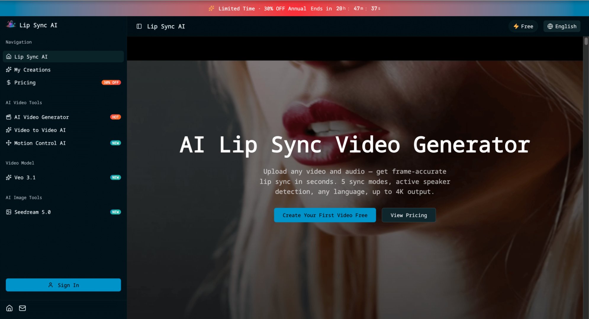 Lip Sync AI product screenshot