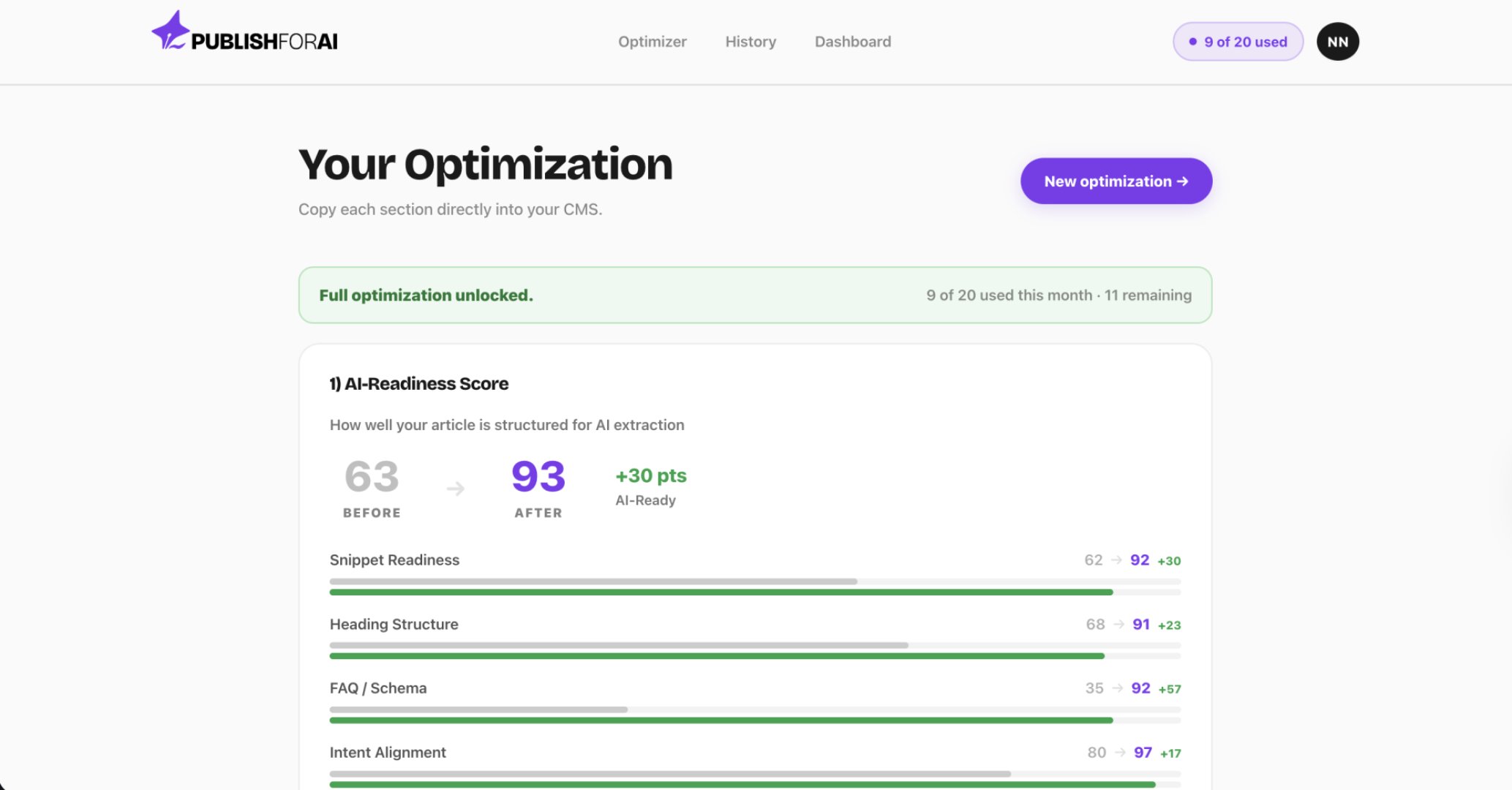 Publish for AI product screenshot