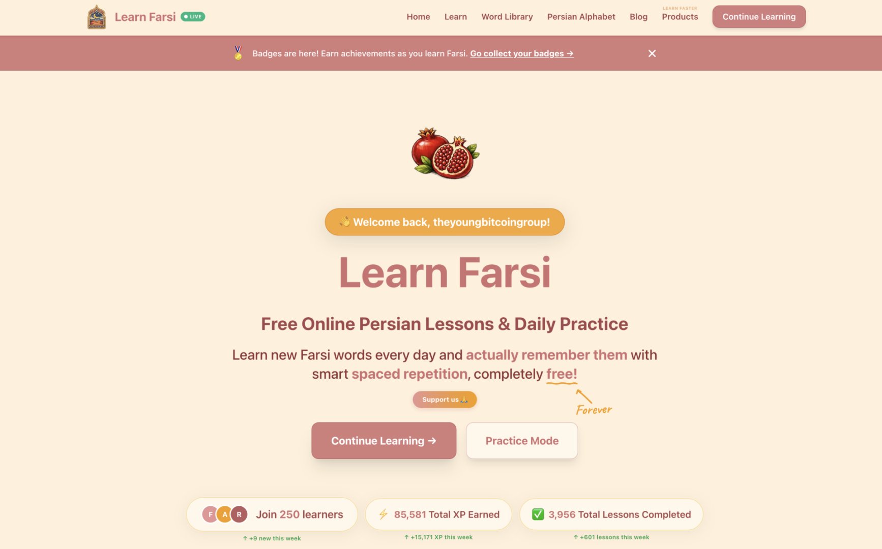 Learn Farsi - Education & Learning screenshot 1 showing the An easy to use Persian language learning tool, Free Forever