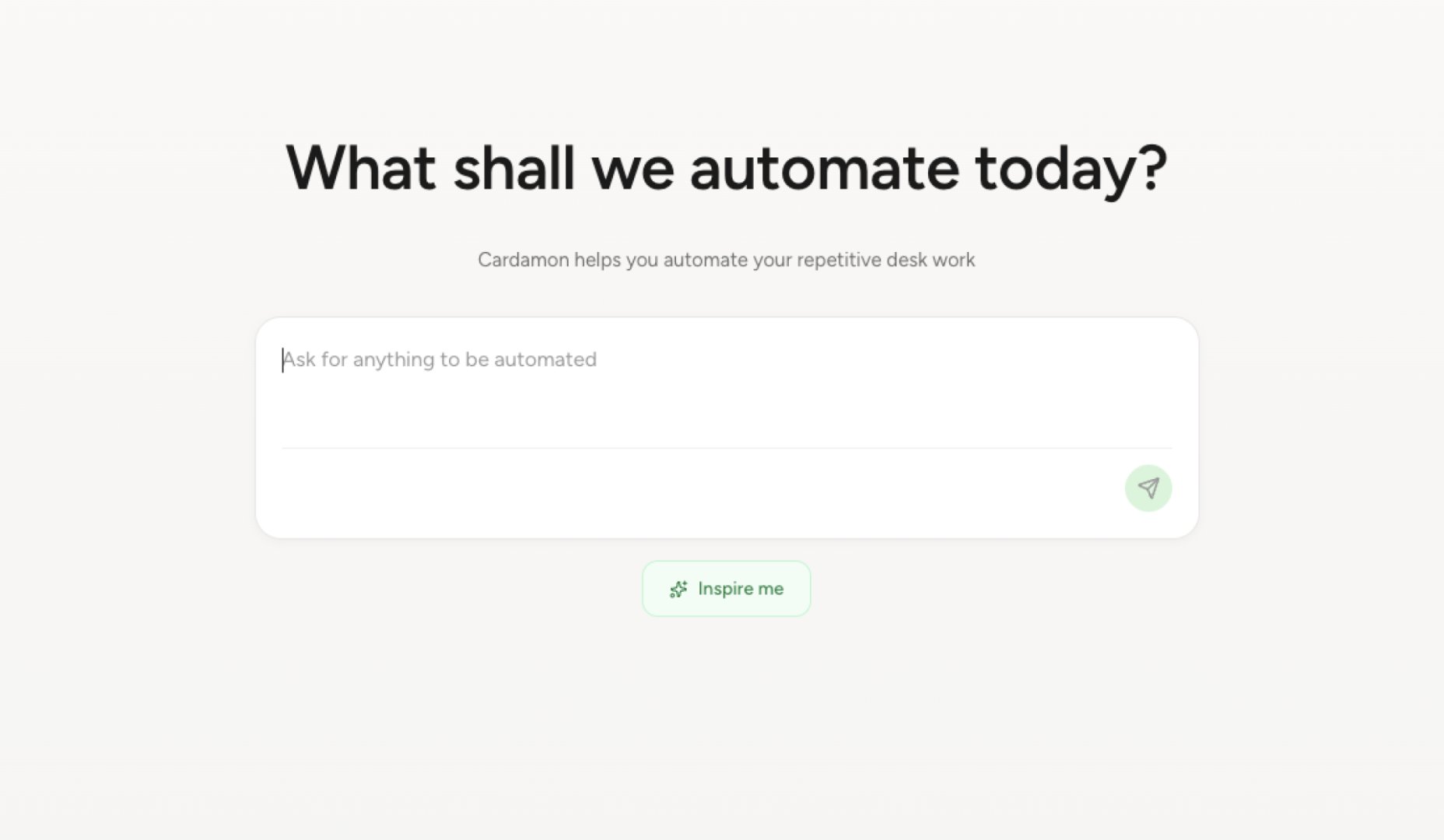 Cardamon - No-Code Tools screenshot 1 showing the Build AI Assistants in 60 Seconds; No Code, Set Up, or Complexity.