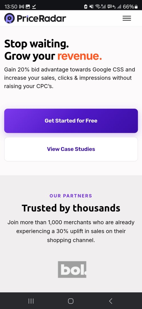 PriceRadar CSS product screenshot