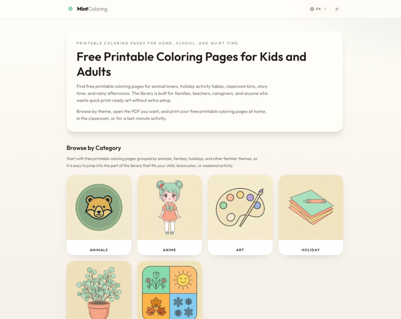 MintColoring product screenshot