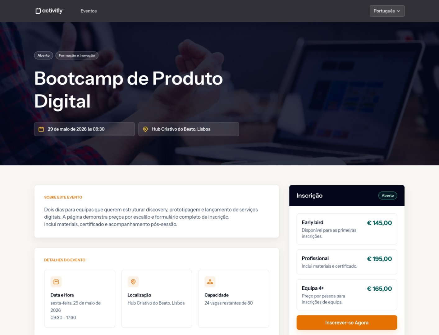 Activitly product screenshot