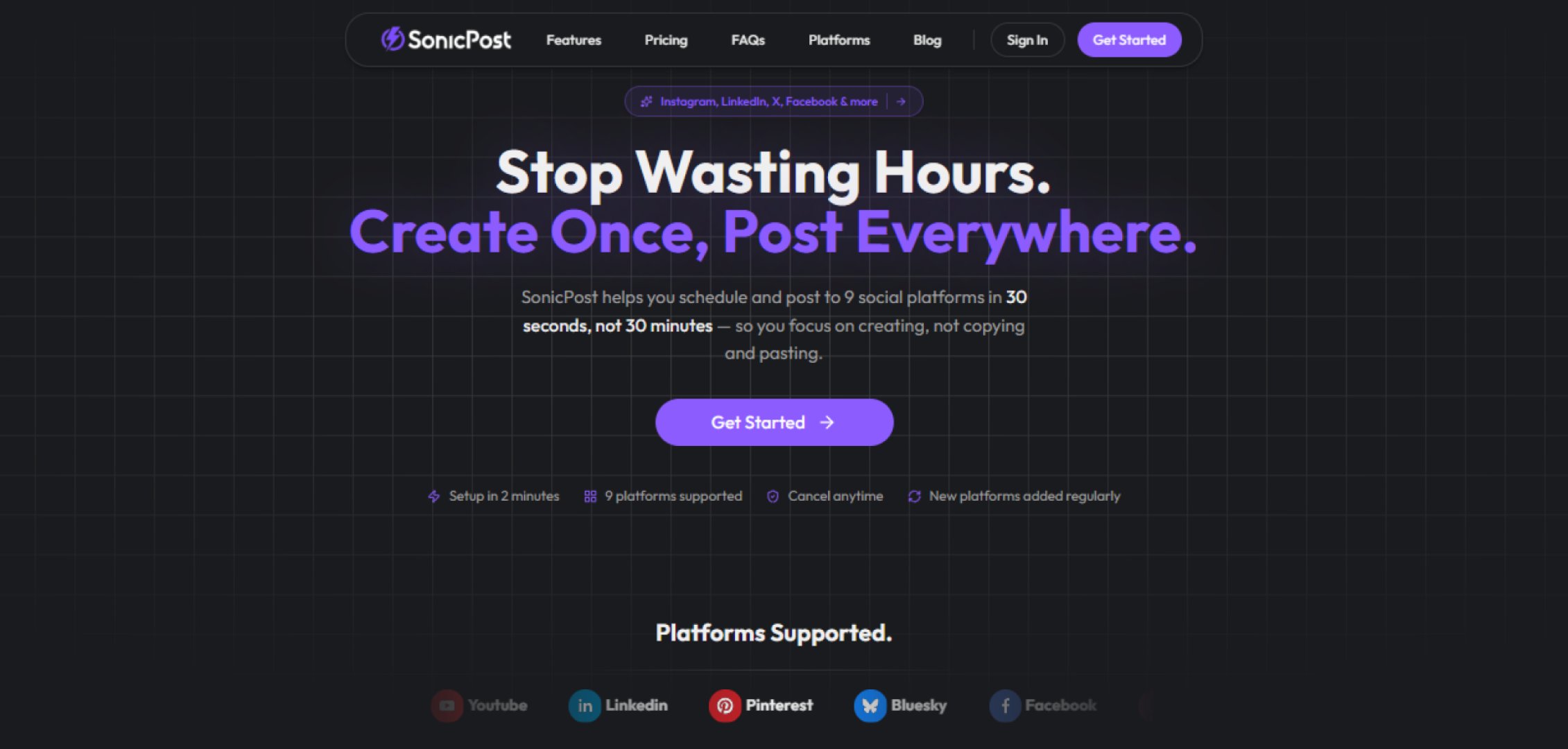 SonicPost product screenshot