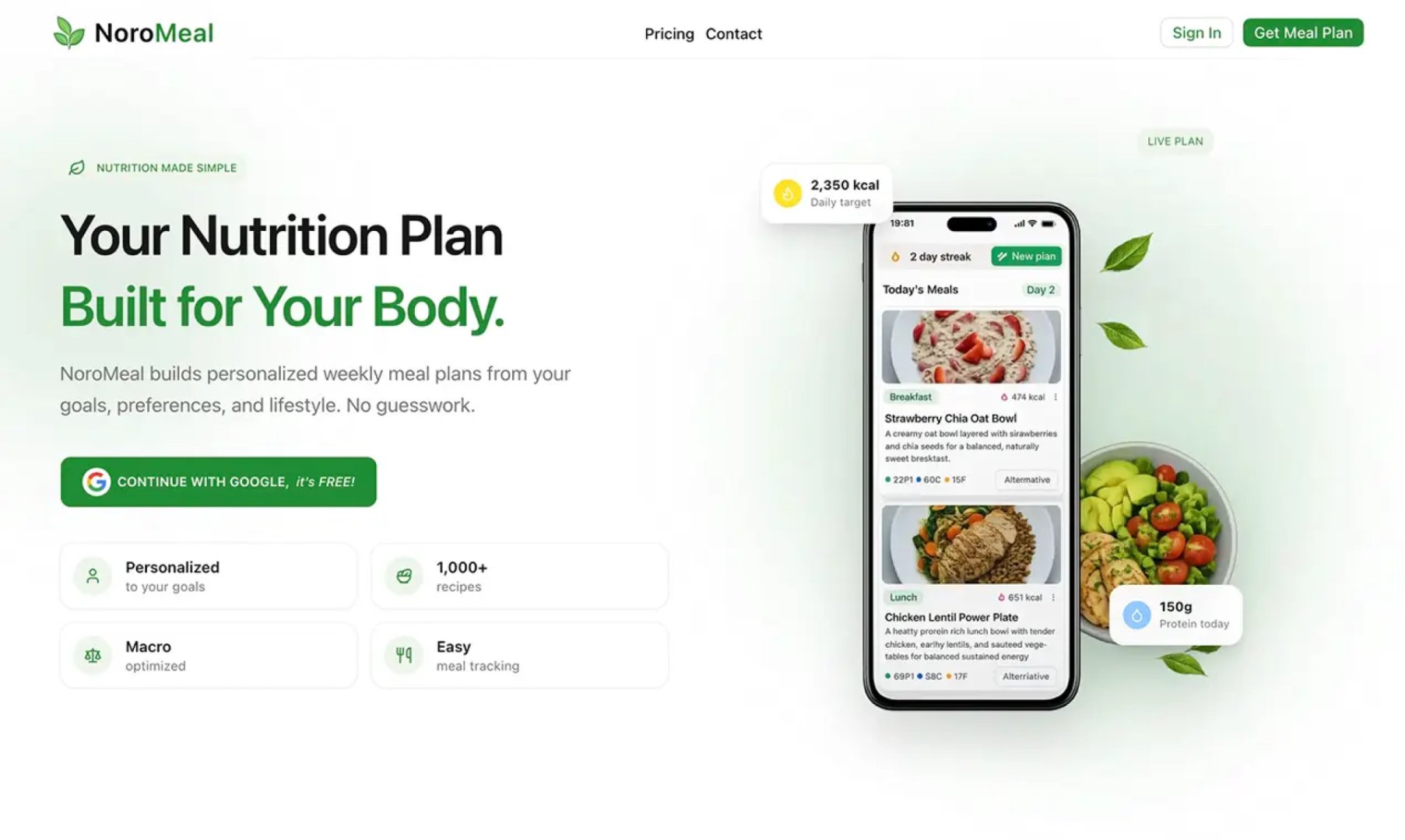 NoroMeal product screenshot