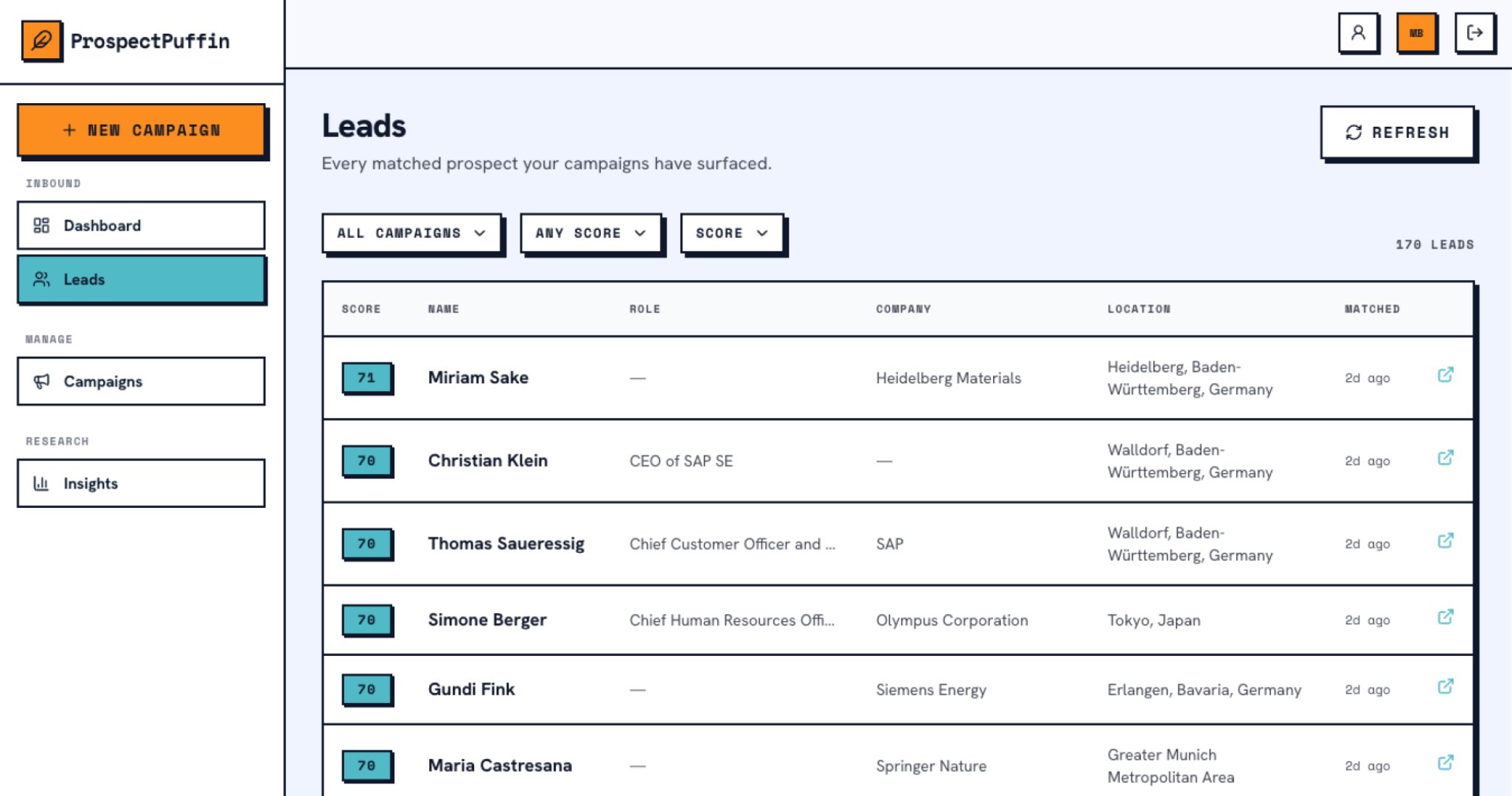 ProspectPuffin product screenshot